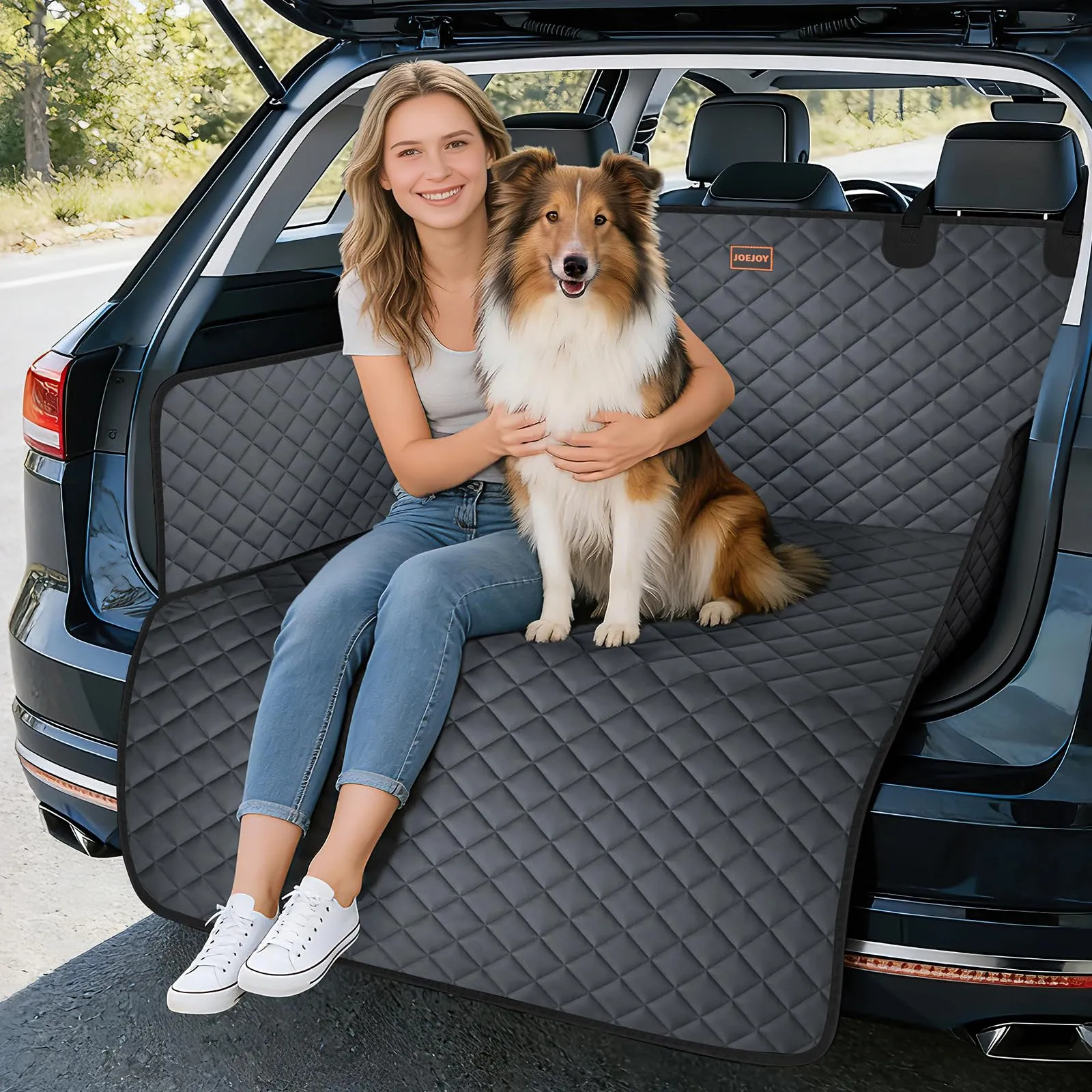 JOEJOY Telo Auto per Cani con Protezione Laterale e Paraurti, Telo Macchina per Cani Universale Antiscivolo Resistente ai Graffi per Station Wagon, Furgoni e SUV - immagine 8
