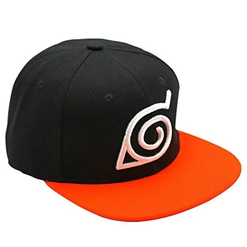 Cappellino Snapback Abystyle Naruto Shippuden Nero Arancione Simbolo Konoha - immagine 1