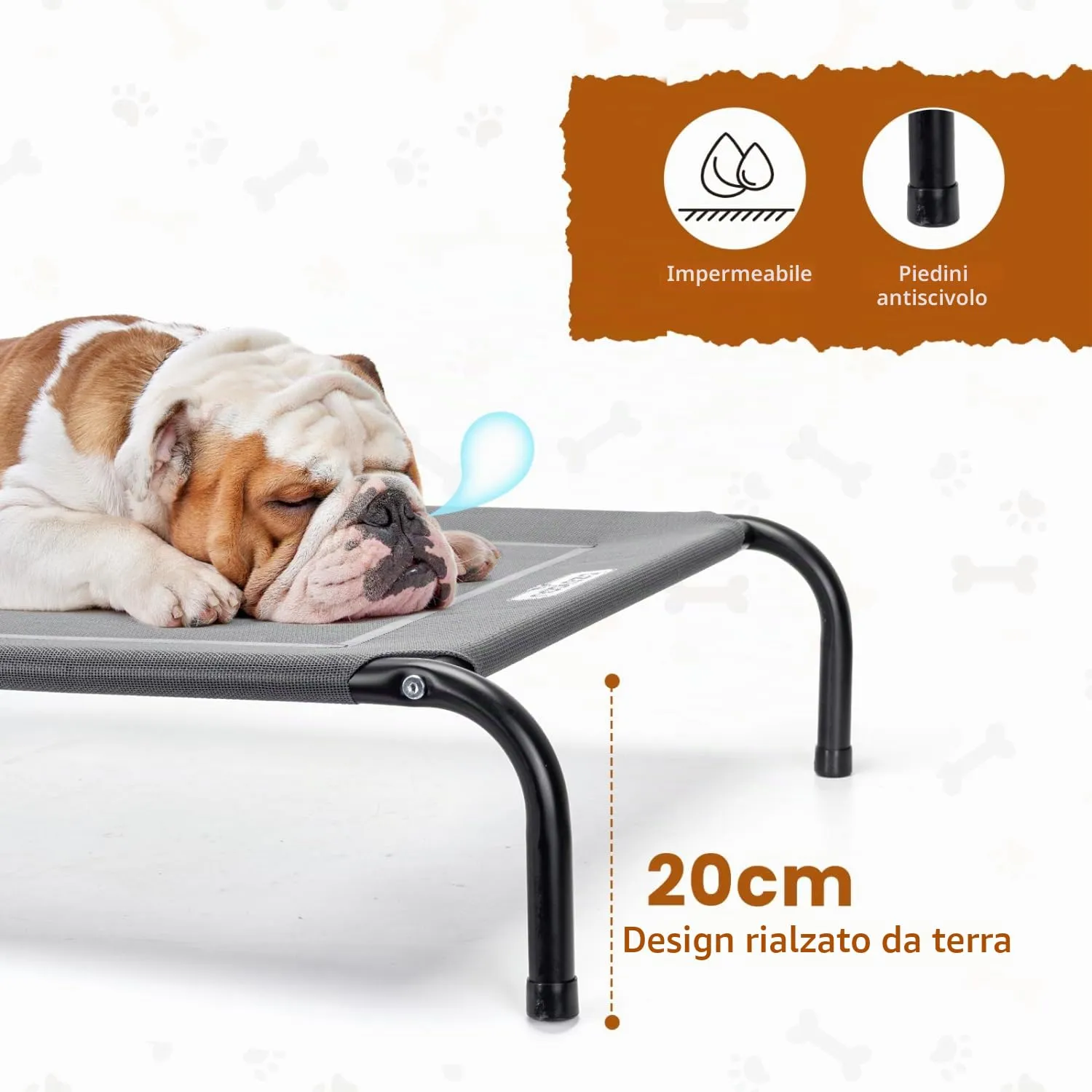 Nobleza Lettino Rialzato per Cani Tagila Piccola, Lettino Rialzato Cane per Giardino E Outdoor, Letto Rinfrescante per Animali Domestici Lavabile, Grigio, S, 87x65x20CM - immagine 3