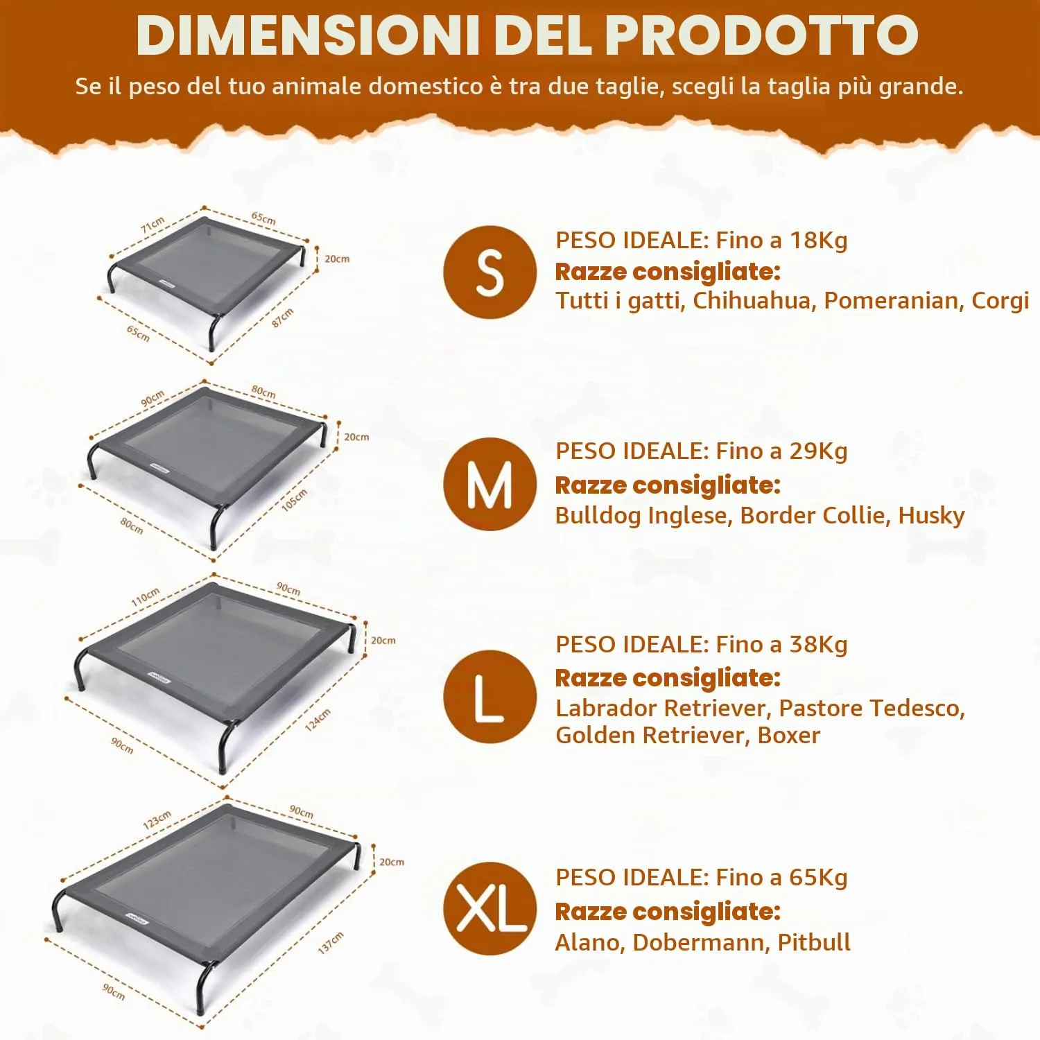 Nobleza Lettino Rialzato per Cani Tagila Piccola, Lettino Rialzato Cane per Giardino E Outdoor, Letto Rinfrescante per Animali Domestici Lavabile, Grigio, S, 87x65x20CM - immagine 6