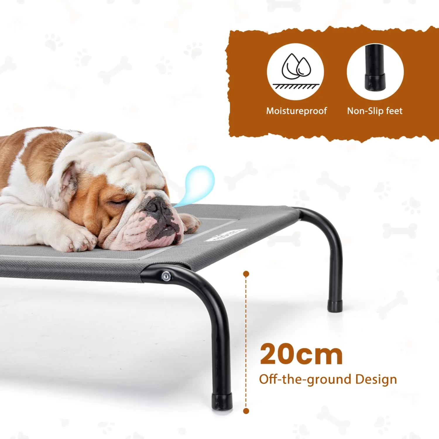Nobleza Lettino Rialzato per Cani, Lettino Rialzato Cane per Giardino E Outdoor, Letto Rinfrescante per Animali Domestici Lavabile, Grigio, L, 124x90x20CM - immagine 3