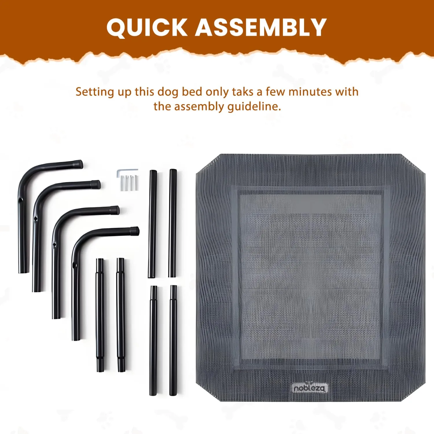 Nobleza Lettino Rialzato per Cani, Lettino Rialzato Cane per Giardino E Outdoor, Letto Rinfrescante per Animali Domestici Lavabile, Grigio, L, 124x90x20CM - immagine 5