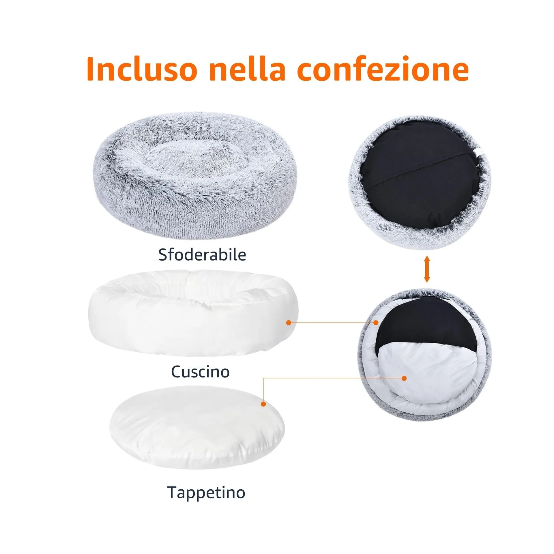Amazon Basics Morbido Letto per animali per Cane, Lavabile in lavatrice, 91 cm, grigio - immagine 3