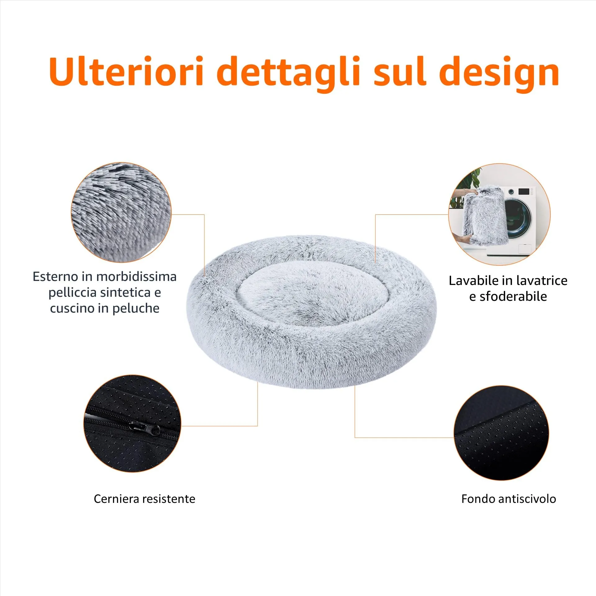 Amazon Basics Morbido Letto per animali per Cane, Lavabile in lavatrice, 76 cm, grigio - immagine 2