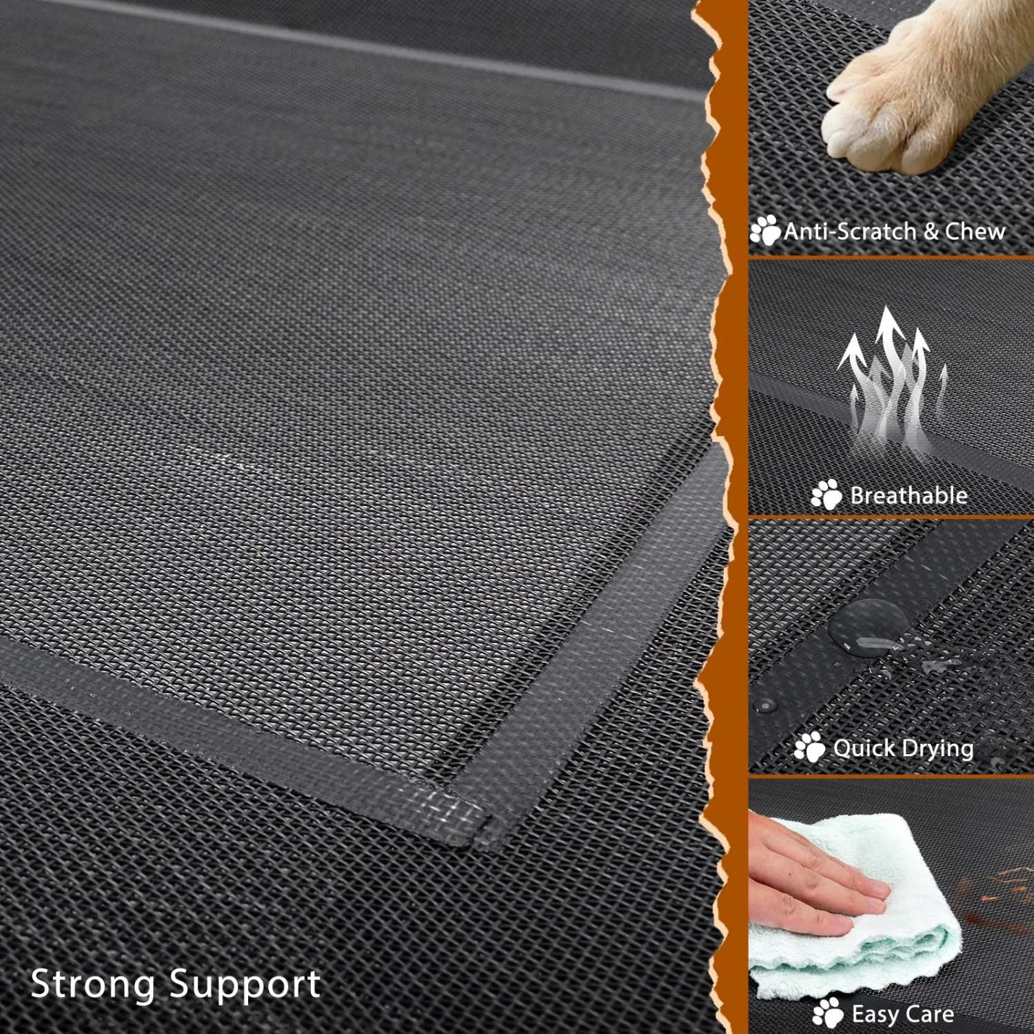 Nobleza Brandina Per Cani, Lettino Rialzato Per Cani Tagila Grande, Lettino Cane Per Giardino E Outdoor, Letto Rinfrescante Per Animali Domestici Lavabile, Nero, XL, 137x90x20CM - immagine 4