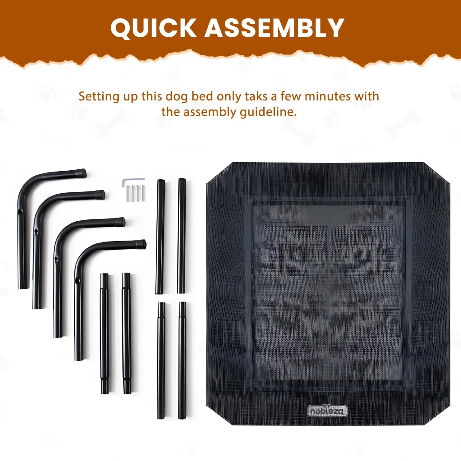 Nobleza Brandina Per Cani, Lettino Rialzato Per Cani Tagila Grande, Lettino Cane Per Giardino E Outdoor, Letto Rinfrescante Per Animali Domestici Lavabile, Nero, XL, 137x90x20CM - immagine 5