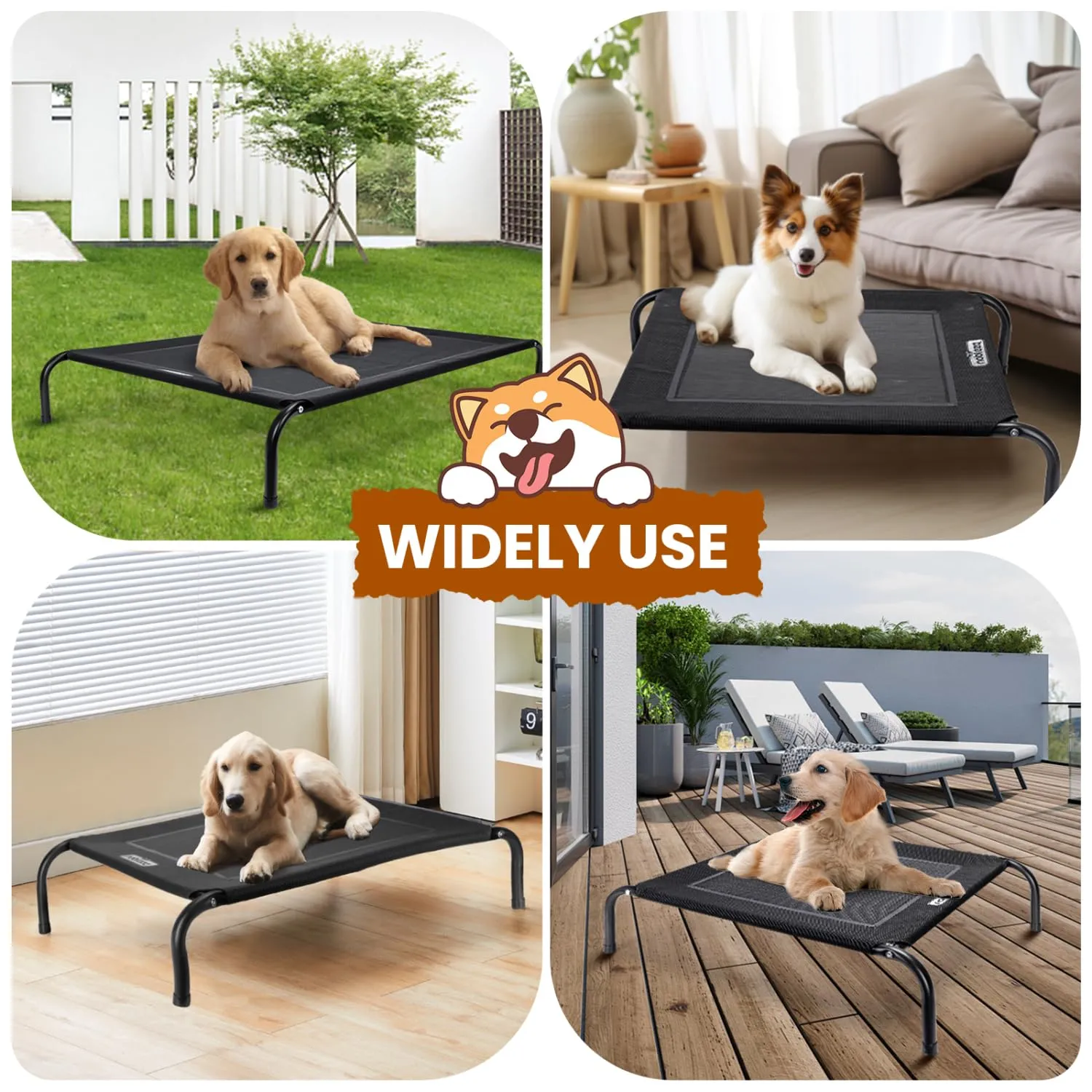 Nobleza Brandina Per Cani, Lettino Rialzato Per Cani Tagila Grande, Lettino Cane Per Giardino E Outdoor, Letto Rinfrescante Per Animali Domestici Lavabile, Nero, XL, 137x90x20CM - immagine 7