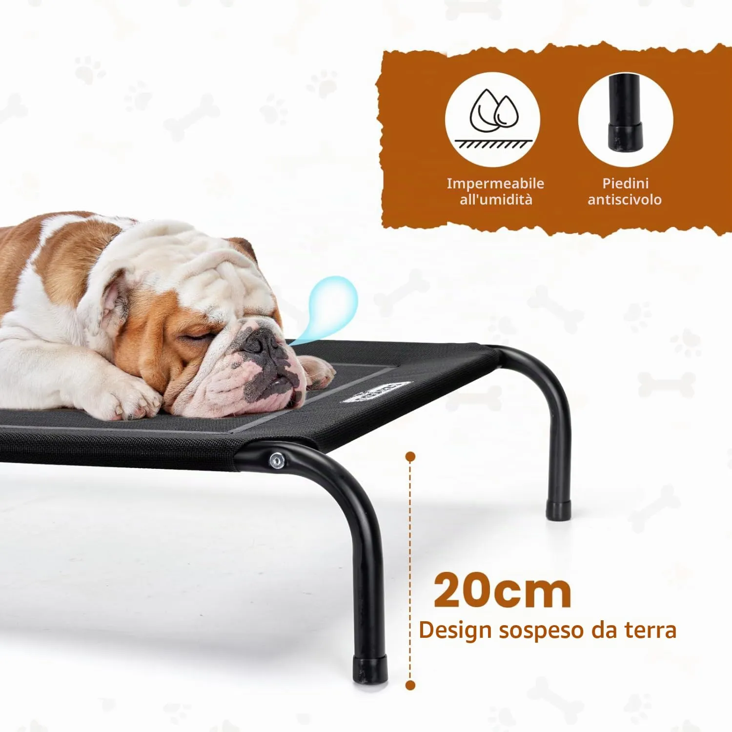 Nobleza Brandina Per Cani, Lettino Rialzato Per Cani Tagila Grande, Lettino Cane Per Giardino E Outdoor, Letto Rinfrescante Per Animali Domestici Lavabile, Nero, L, 124x90x20CM - immagine 3
