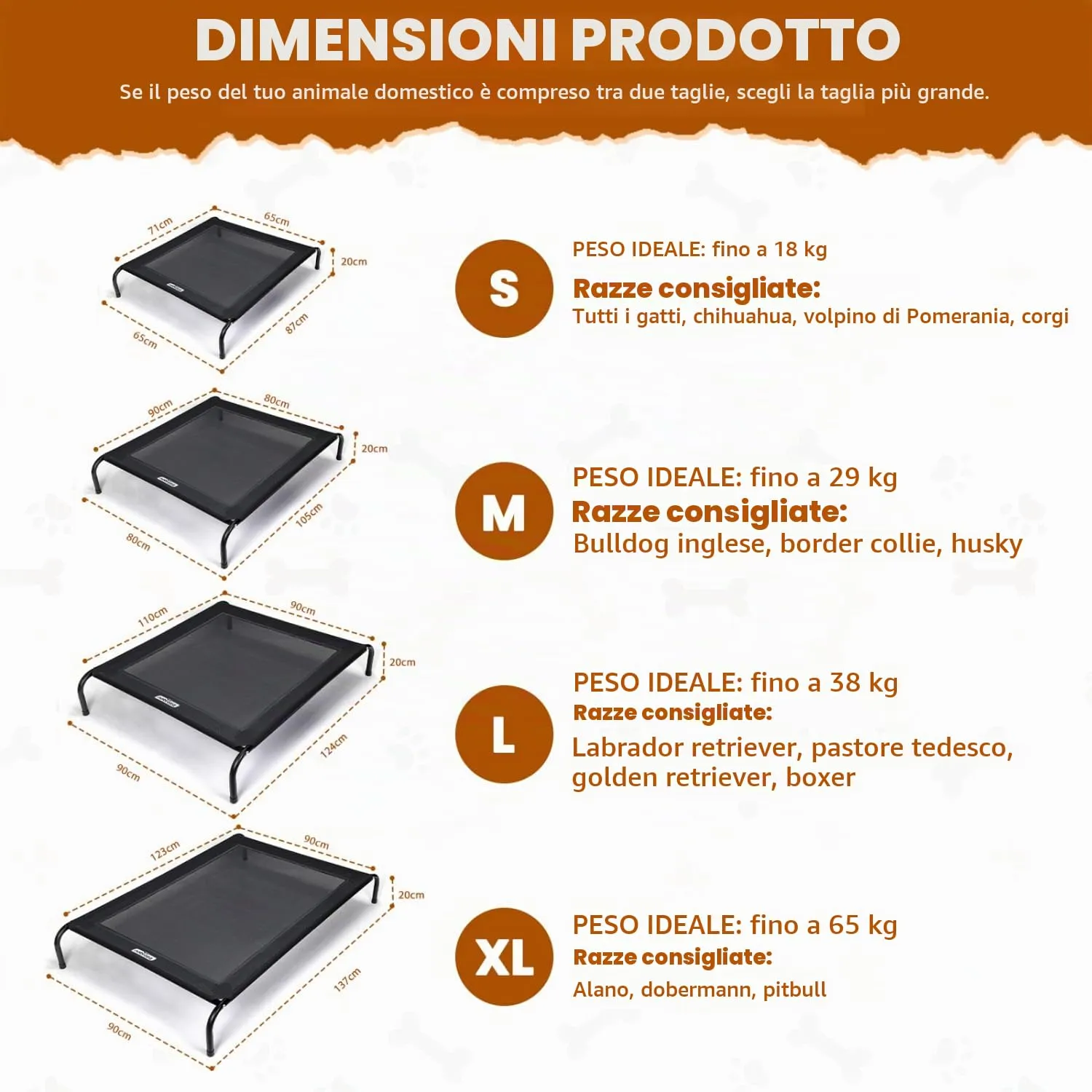 Nobleza Brandina Per Cani, Lettino Rialzato Per Cani Tagila Media, Lettino Cane Per Giardino E Outdoor, Letto Rinfrescante Per Animali Domestici Lavabile, Nero, M, 105x80x20CM - immagine 6