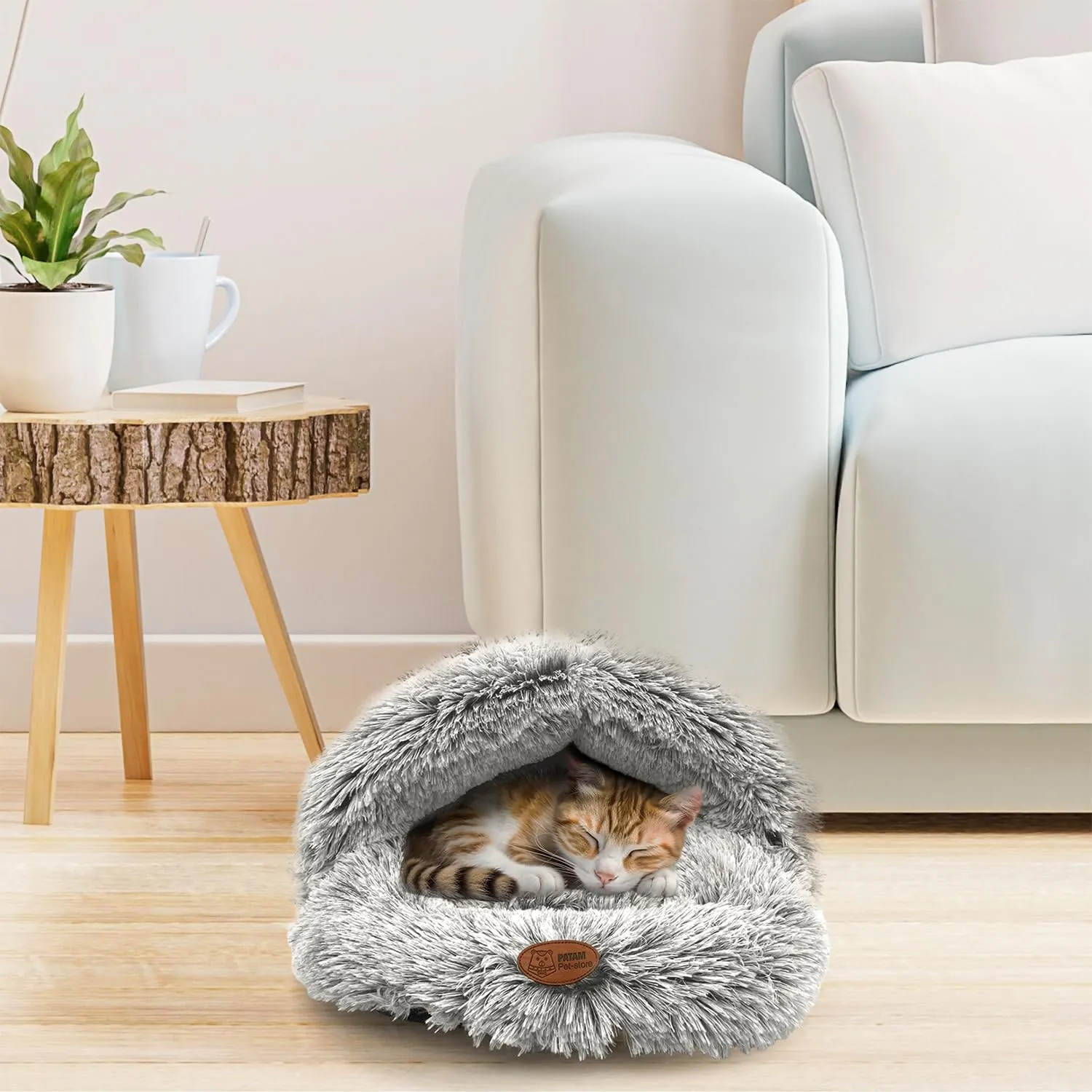 PATAM Cuccia Morbida Cani Piccoli, Gatti, da Interno, Lavabile e Antiscivolo, Friends Beige 60x50 cm - immagine 4