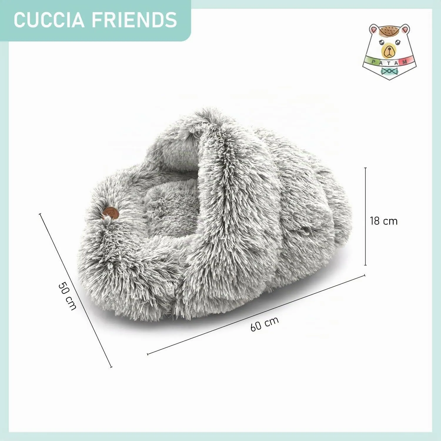 PATAM Cuccia Morbida Cani Piccoli, Gatti, da Interno, Lavabile e Antiscivolo, Friends Beige 60x50 cm - immagine 6