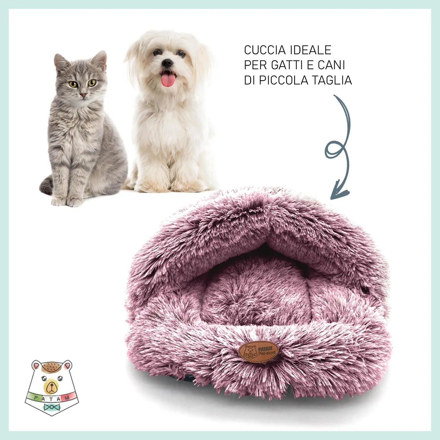 PATAM Cuccia Pelosa per Cani e Gatti – Antiscivolo, Lavabile in Lavatrice - Letto/Cuscino per Animali Domestici – Friends Rosa 60x50 cm - immagine 3