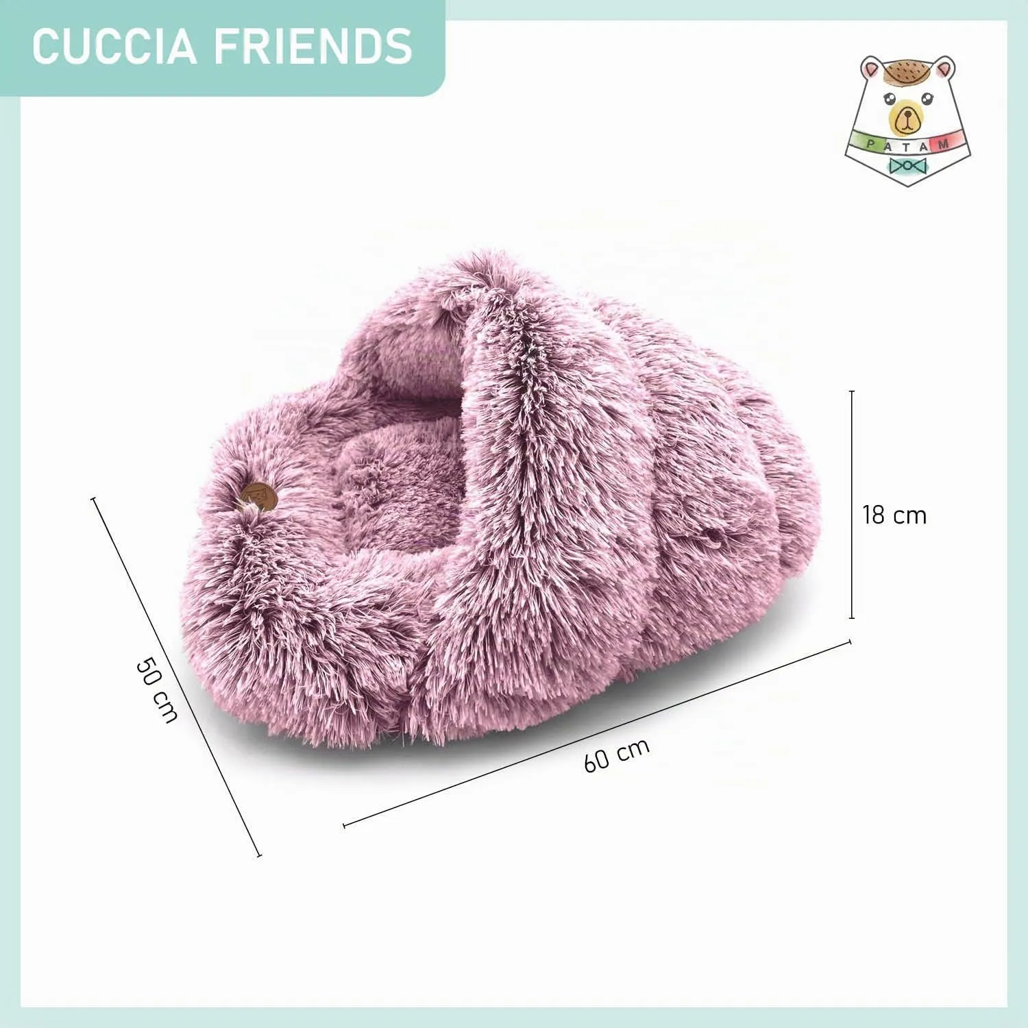 PATAM Cuccia Pelosa per Cani e Gatti – Antiscivolo, Lavabile in Lavatrice - Letto/Cuscino per Animali Domestici – Friends Rosa 60x50 cm - immagine 6