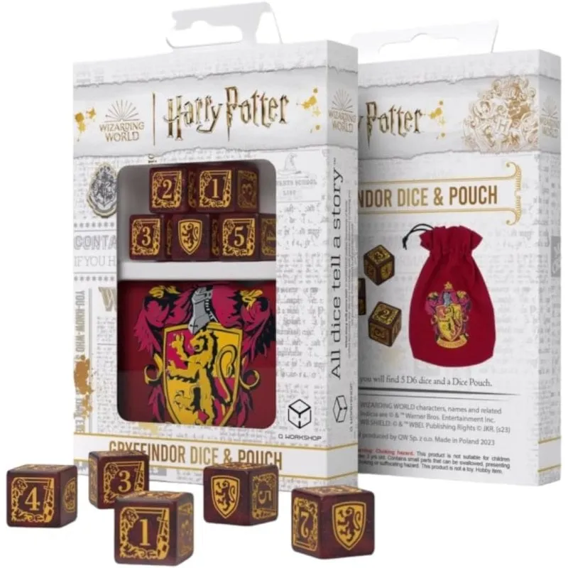 Set Dadi Q-Workshop Gryffindor Harry Potter Sacca PVC Rosso Oro - immagine 1