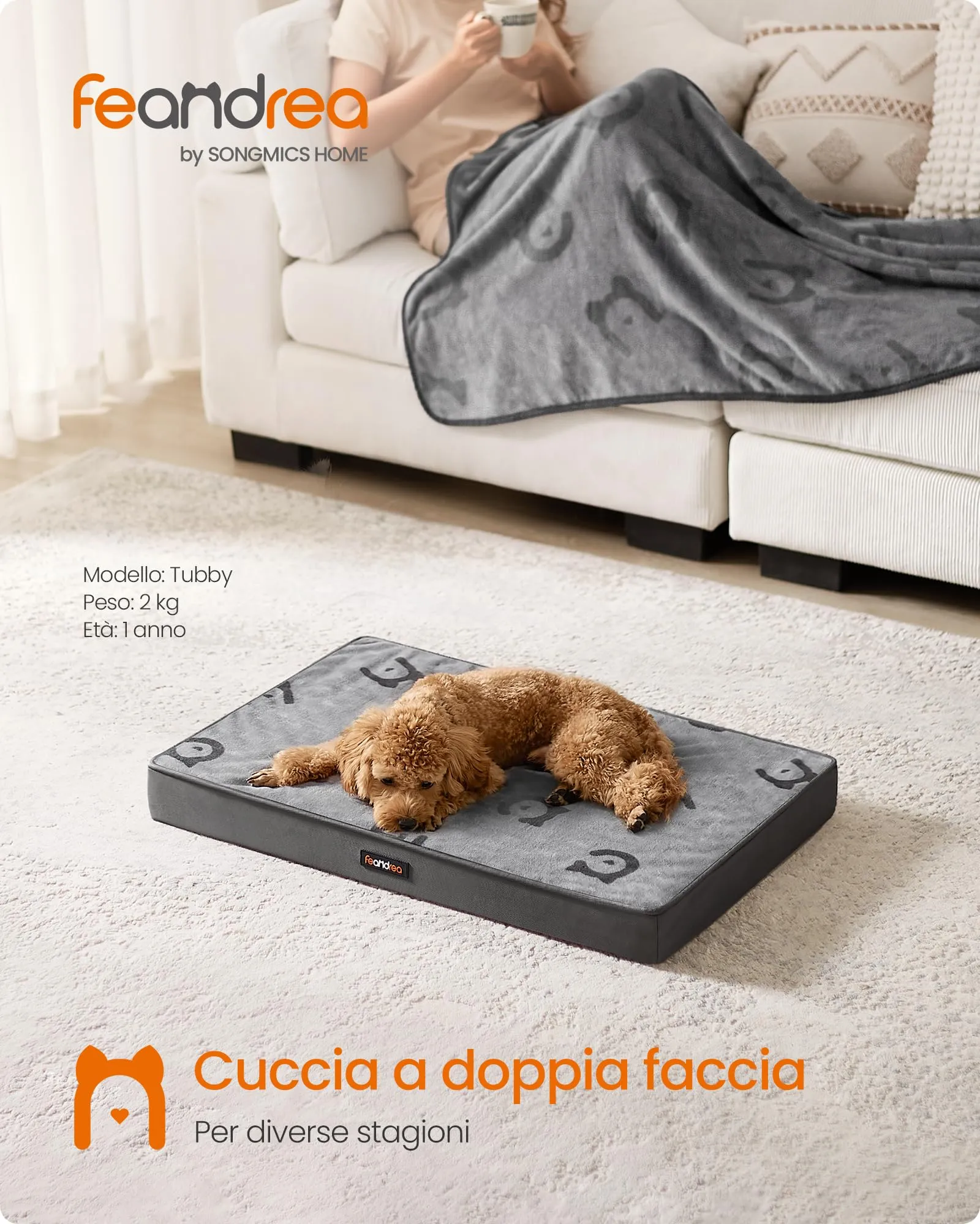 Feandrea Cuccia per Cani, Impermeabile, Sfoderabile, 76 x 51 x 8 cm - immagine 2