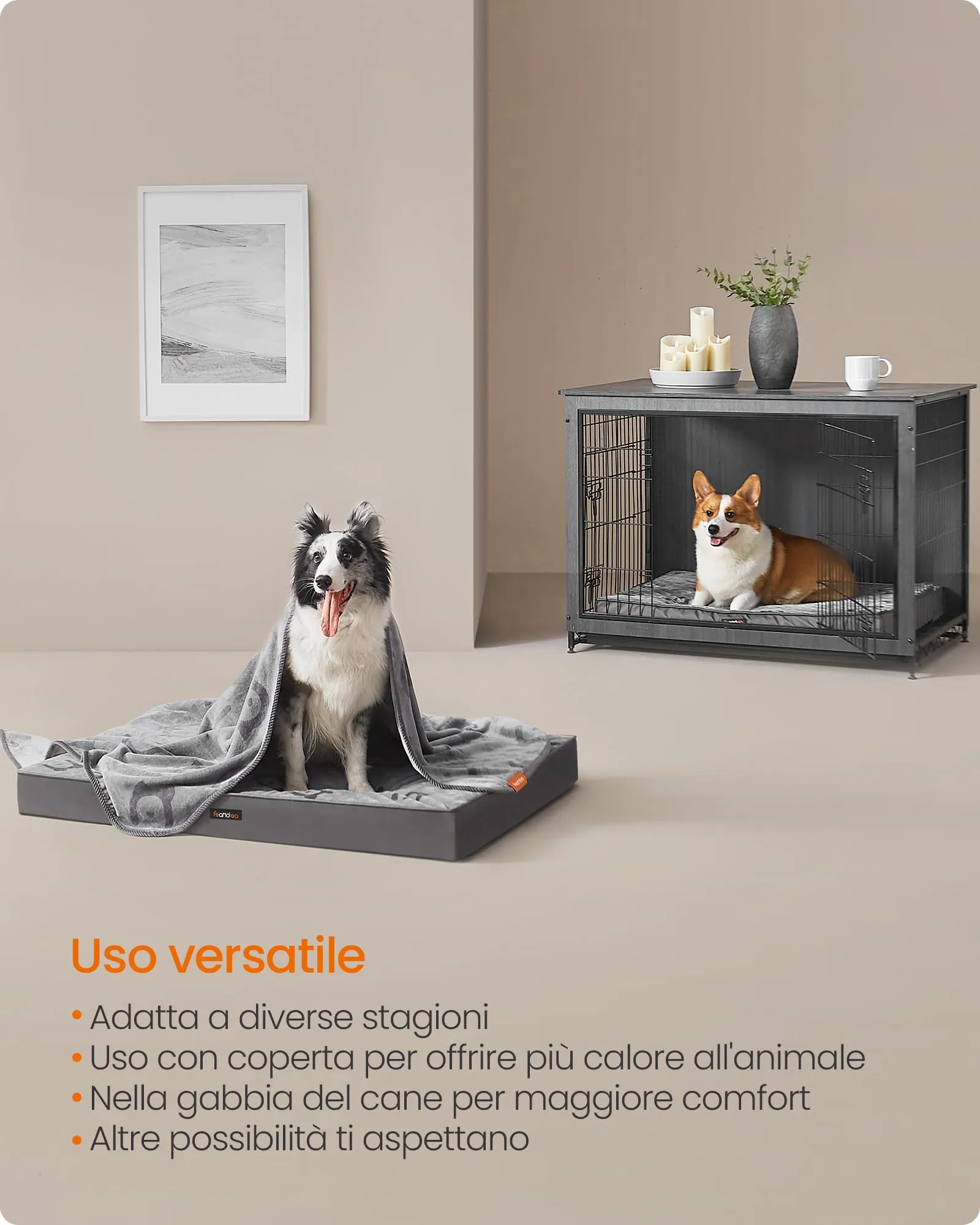 Feandrea Cuccia per Cani, Impermeabile, Sfoderabile, 76 x 51 x 8 cm - immagine 6