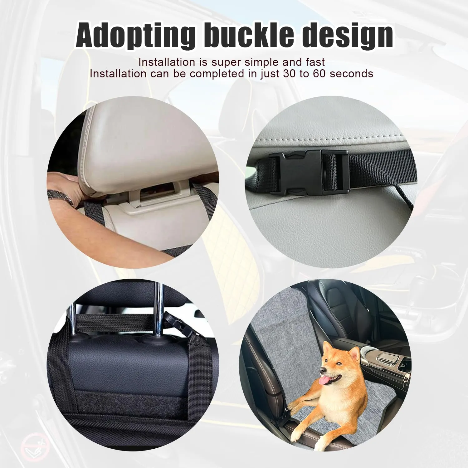 xiruiubao Coprisedile Cani Auto Anteriore, Impermeabile e Antigraffiato Telo Macchina per Cani, Antiscivolo Coprisedile per Cani per Auto, Camion e SUV (109 x 49 cm, Grigio) - immagine 5