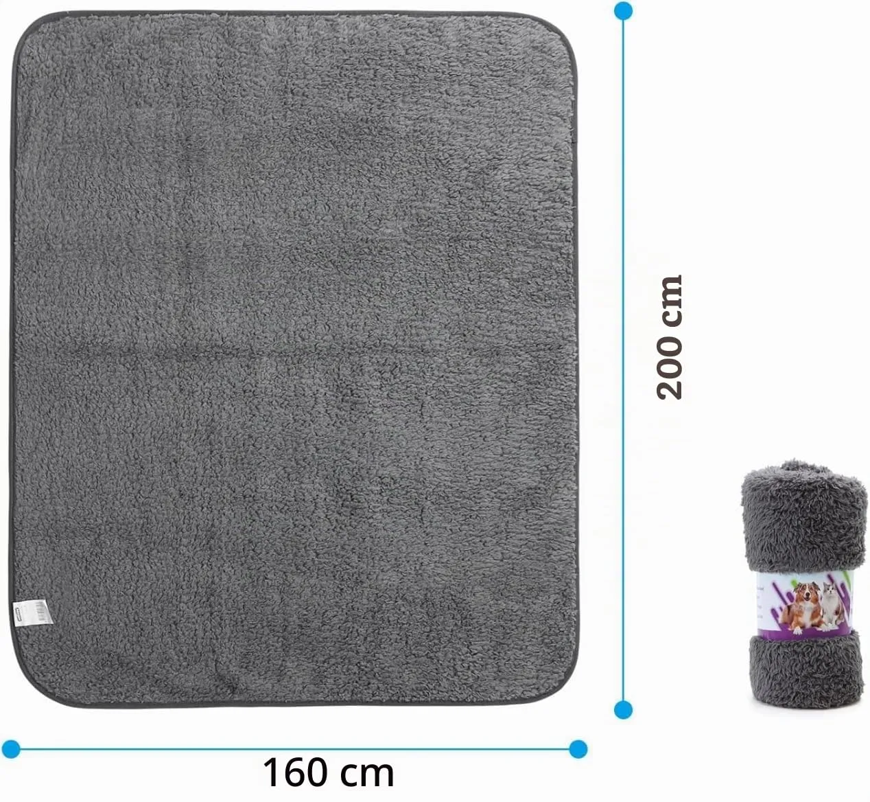 Nobleza Morbida Coperta in Pile per Cani e Gatti. Confezione, Color Grigio, Misure 200 * 160cm - immagine 7