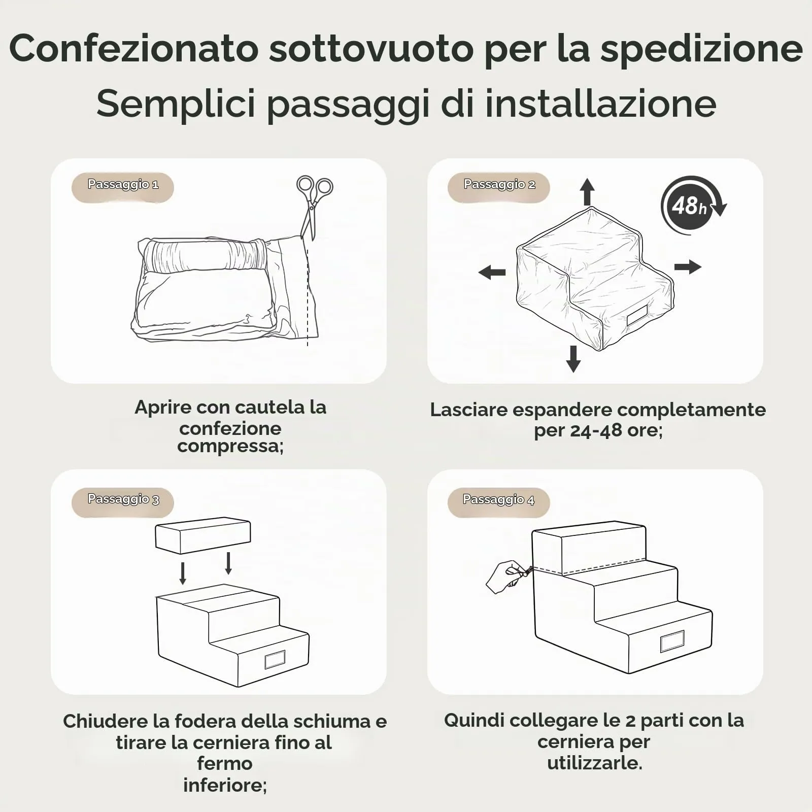 Sytopia Scaletta per cani, altezza 40 cm, 3 gradini, per cani di piccola taglia, in schiuma grigia con rivestimento in tessuto - immagine 8