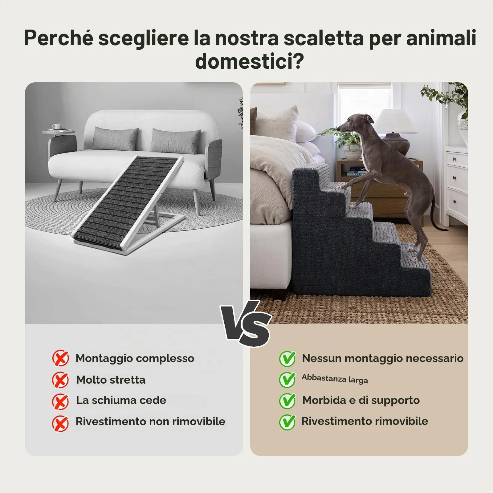 Sytopia Scaletta per cani di taglia grande, altezza 5 gradini, schiuma grigia, 76 x 40 x 57 cm - immagine 8