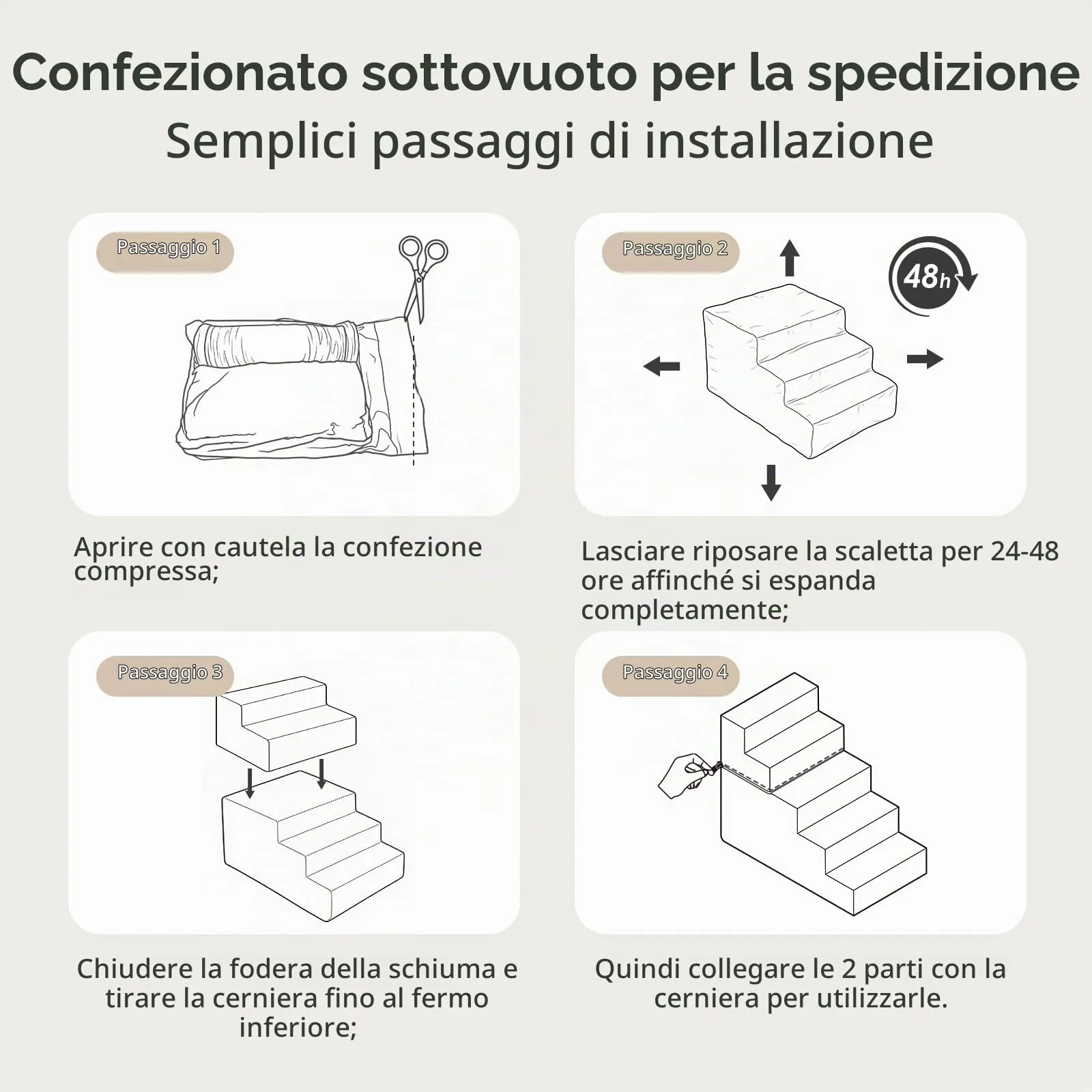 Sytopia Scaletta per cani di taglia grande, altezza 5 gradini, schiuma grigia, 76 x 40 x 57 cm - immagine 9