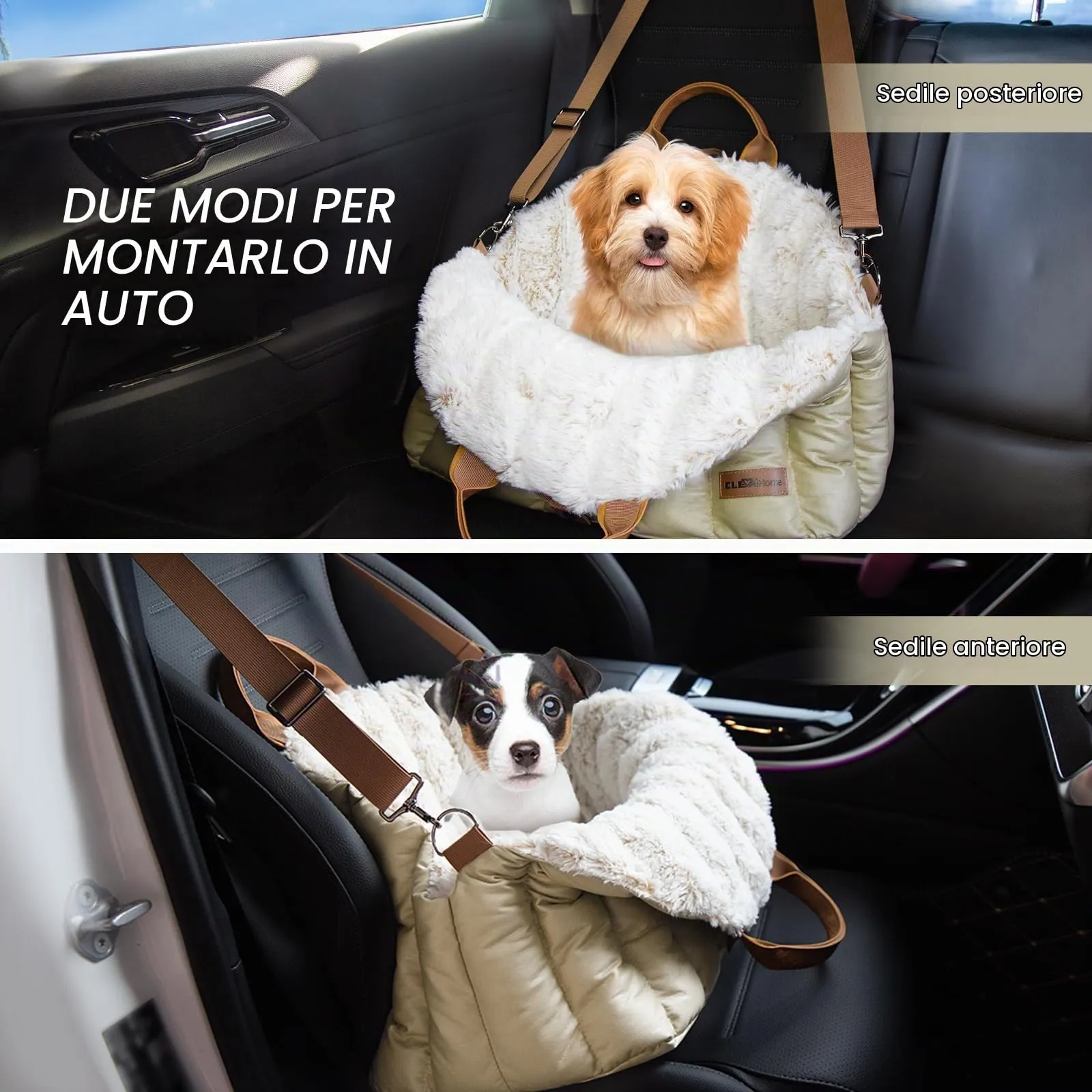 ClevaHome Borsa per Cani Piccoli, Seggiolino Auto per Cani e Cuccia, 3 in 1 - immagine 2
