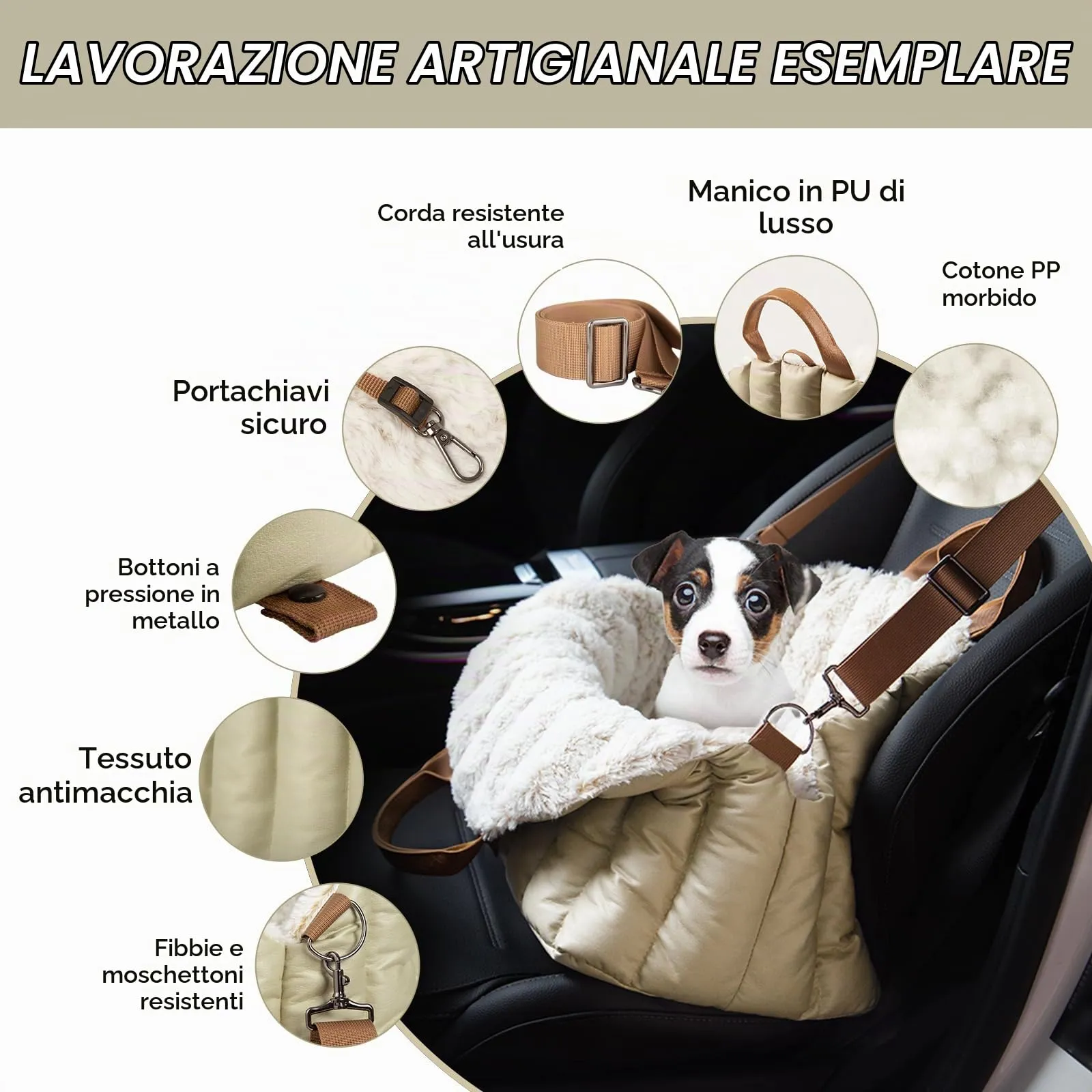 ClevaHome Borsa per Cani Piccoli, Seggiolino Auto per Cani e Cuccia, 3 in 1 - immagine 5