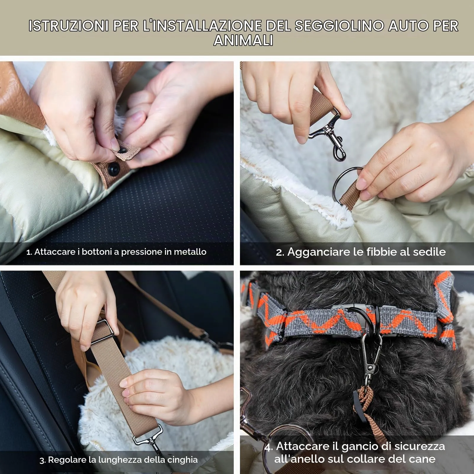 ClevaHome Borsa per Cani Piccoli, Seggiolino Auto per Cani e Cuccia, 3 in 1 - immagine 6