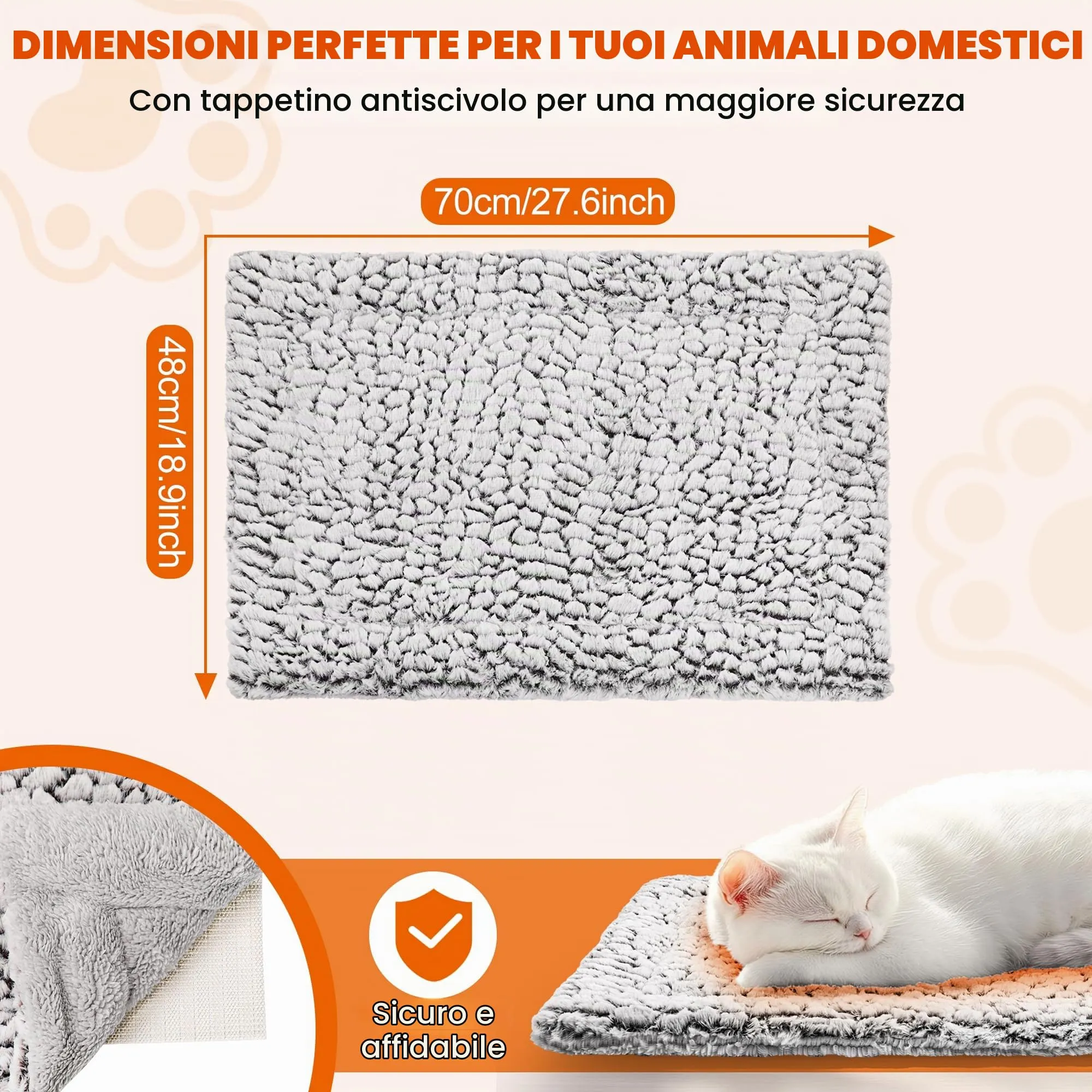 Tappetino Autoriscaldante per Gatti 70x48 cm, Cuscino Riscaldato per Gatti - immagine 2