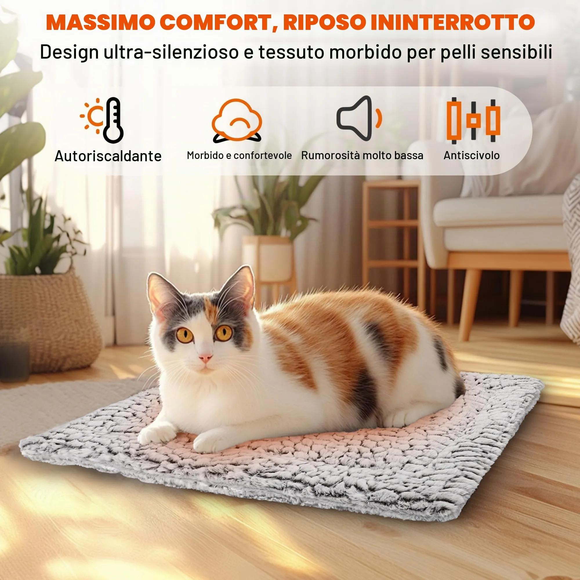 Tappetino Autoriscaldante per Gatti 70x48 cm, Cuscino Riscaldato per Gatti - immagine 4