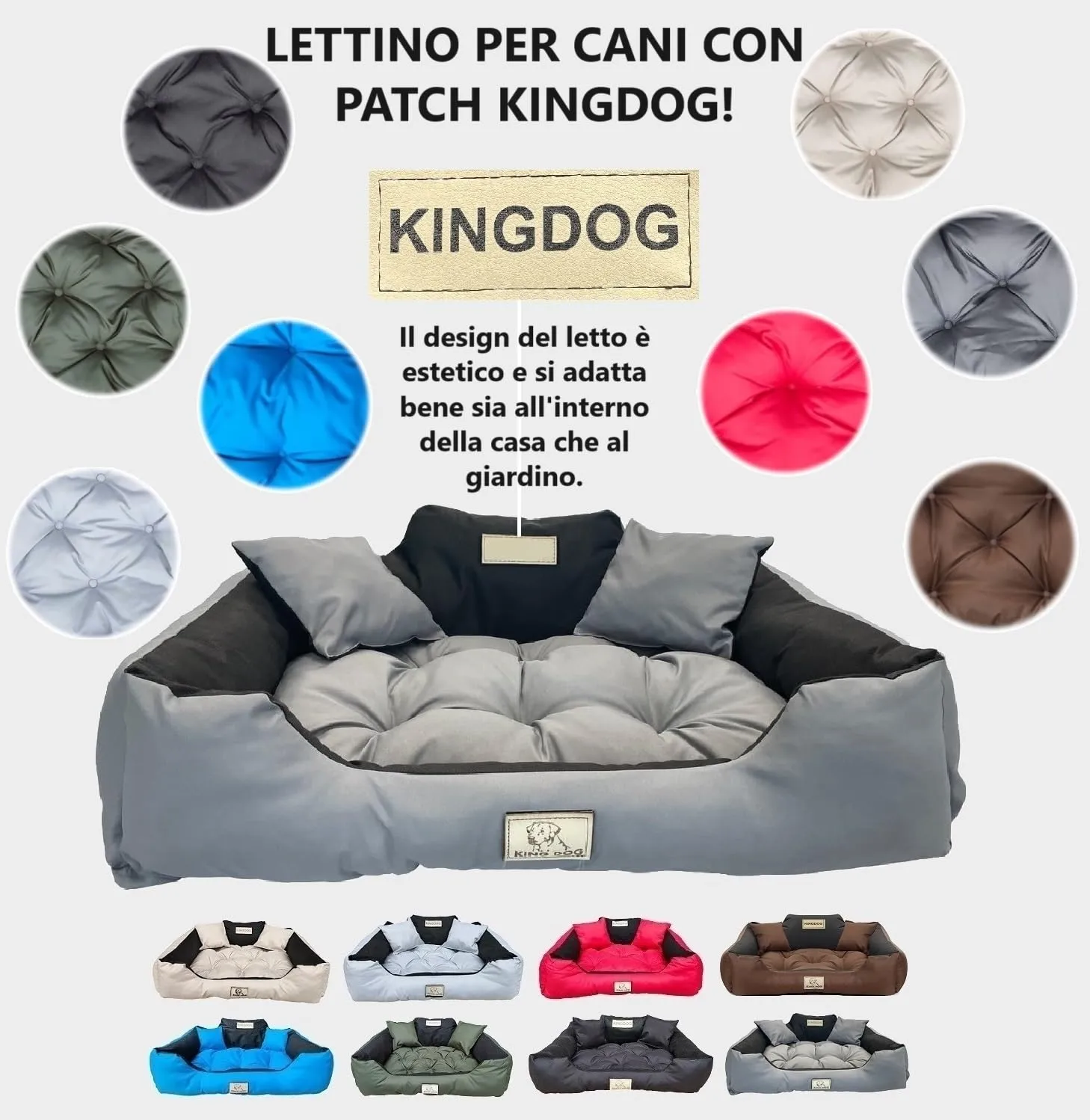 KING DOG Letto Cane Medio Taglia M 75 x 65 cm Cuscino Impermeabile Lavabile Divano Confortevole Soffice Morbido Antiscivolo Pelo per Cane Interno Resistente Made in EU Grigio Scuro - immagine 3
