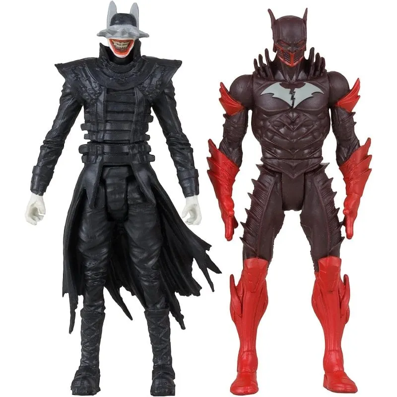 Set Figura Batman Who Laughs + Batman Rosso + Fumetto + Display 8 cm - immagine 1