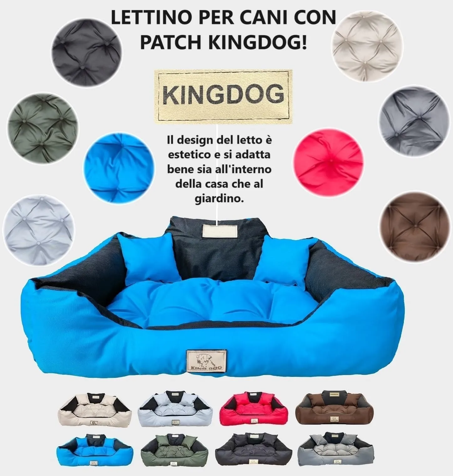 KING DOG Letto per Cani Piccolo Taglia S 55x45 cm | Cuscino Impermeabile | Divano Adatto al Lavaggio | Cuccia Interno | Brandina Blu - immagine 3