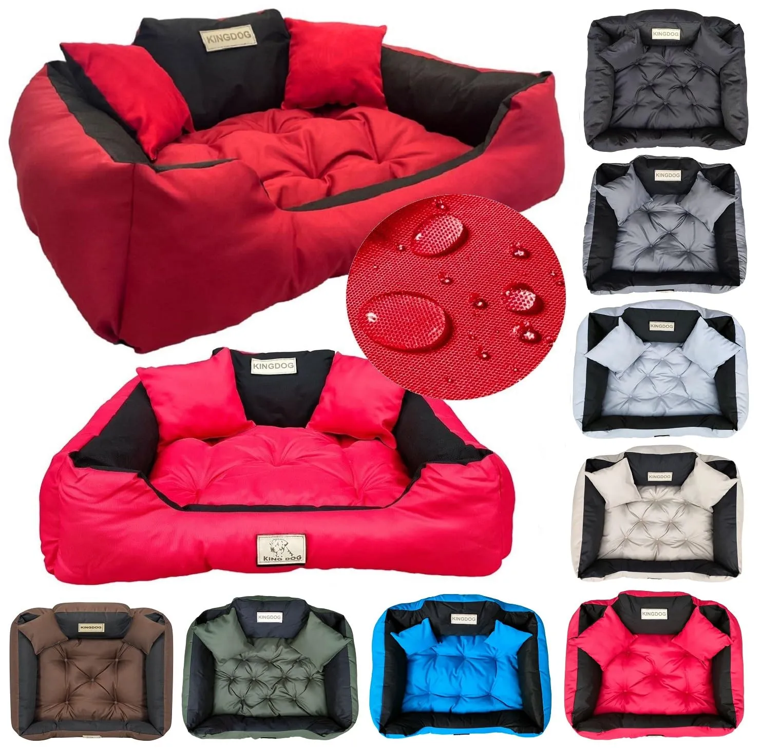 KING DOG Letto per cani molto grandi, XXL, 130 x 105 cm, cuscino impermeabile, lavabile, comodo divano, morbido, antiscivolo, per dormire per cani, interno resistente, realizzato in UE - immagine 1