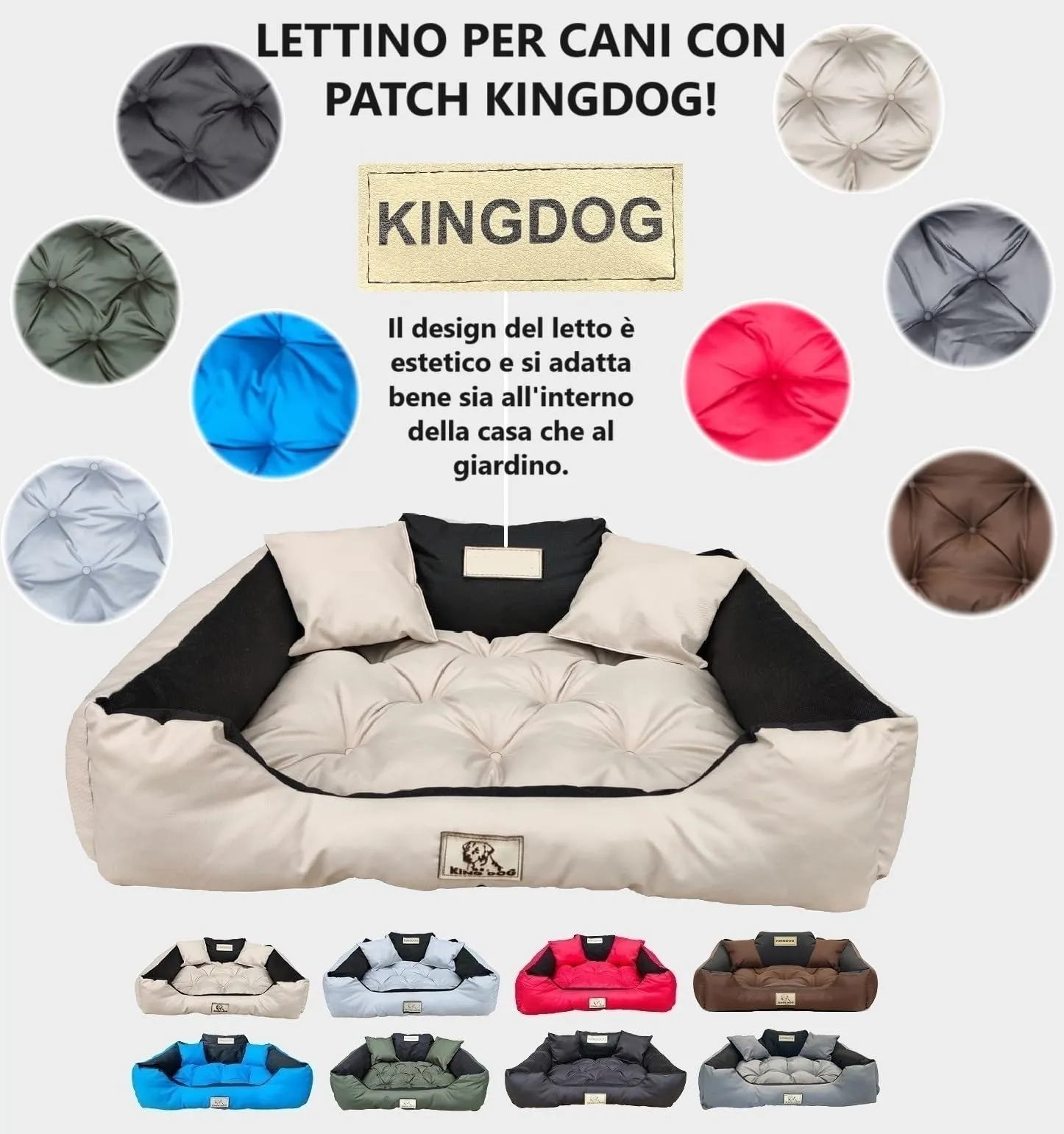 KING DOG Letto per cani molto grandi, XXL, 130 x 105 cm, cuscino impermeabile, lavabile, comodo divano, morbido, antiscivolo, per dormire per cani, interno resistente, realizzato in UE beige - immagine 3