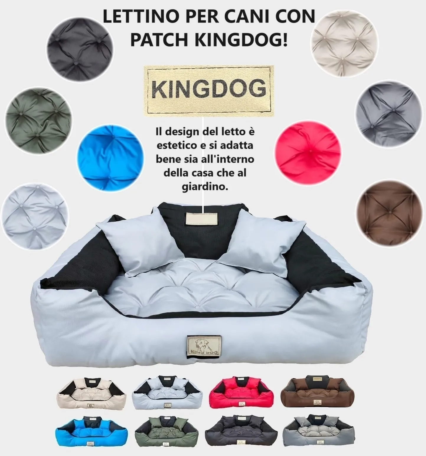 KING DOG Letto per Cani Medio Taglia M 75x65 cm | Cuscino Impermeabile | Divano Adatto al Lavaggio | Cuccia Interno | Brandina Grigio - immagine 3