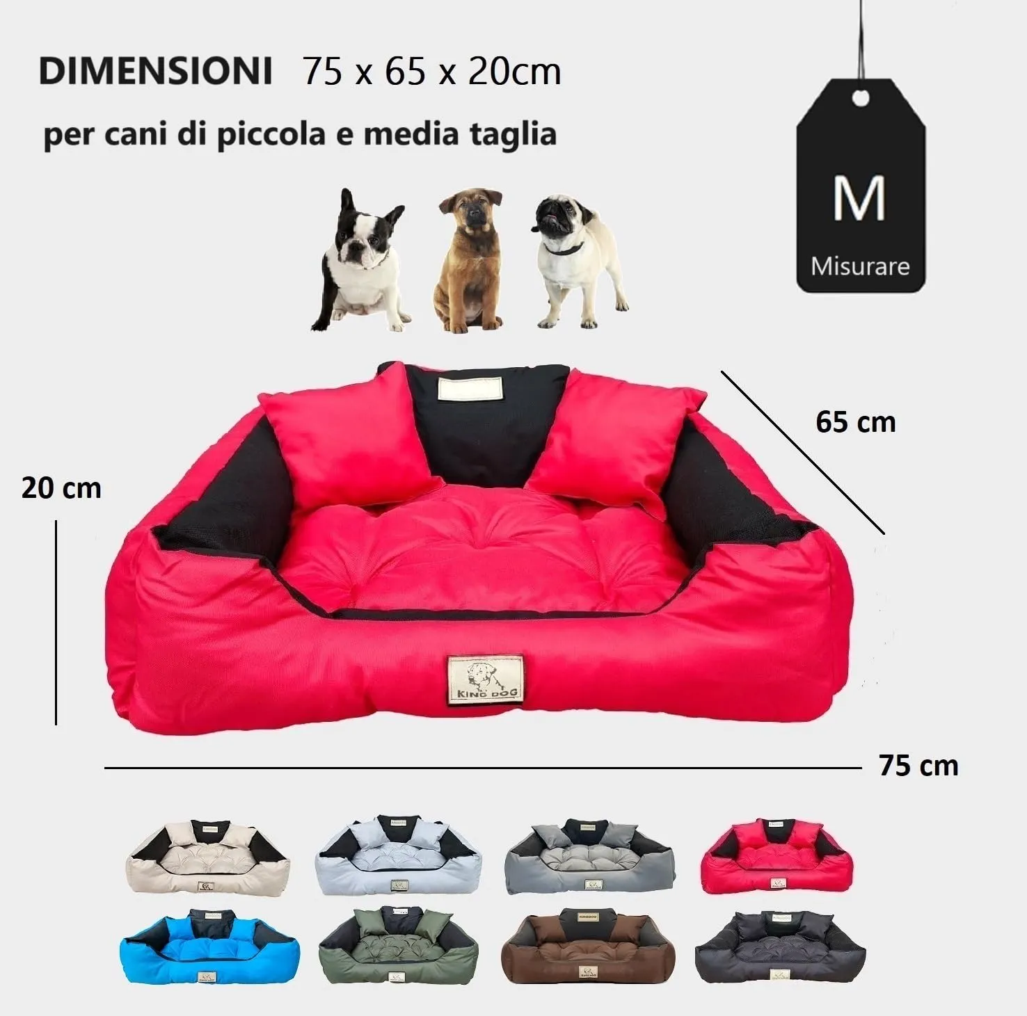 KING DOG Letto per Cani Piccolo Taglia S 55x45 cm | Cuscino Impermeabile | Divano Adatto al Lavaggio | Cuccia Interno | Brandina Rosso - immagine 4