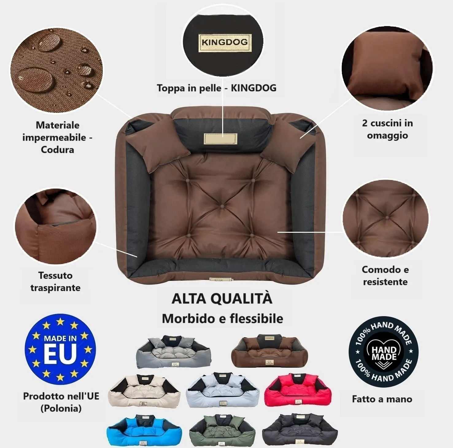 KING DOG Letto per Cani Molto Grande Taglia 3XL 145x115 cm | Cuscino Impermeabile | Divano Adatto al Lavaggio | Cuccia Interno | Brandina Marrone - immagine 2
