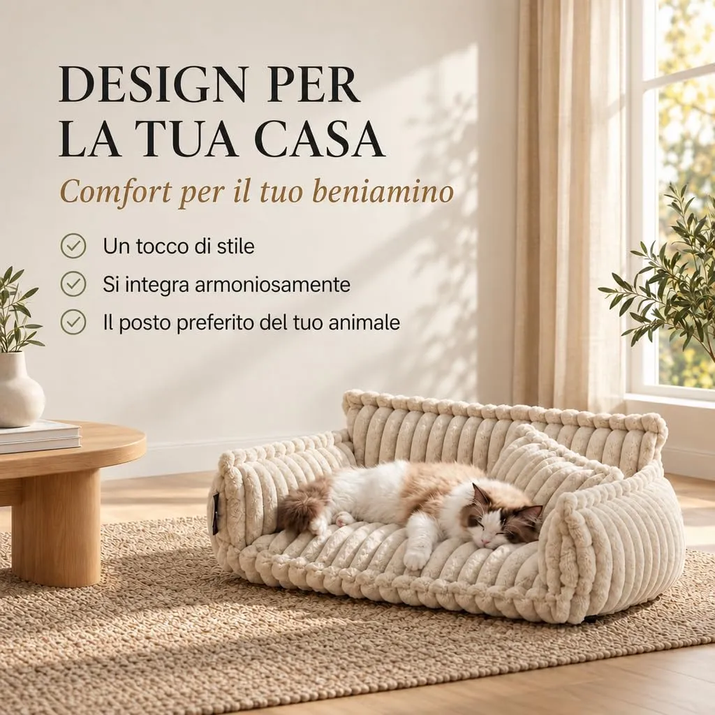 noviclass Chaffar Divano per gatti e cani di piccola taglia | Cuccia ortopedica | Materasso in schiuma | Stile moderno in velluto a coste - immagine 2