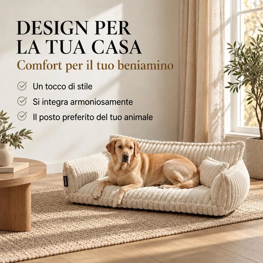 noviclass Divano Chaffar per cani | Cuccia per cani | Materasso ortopedico | Stile moderno | Design in velluto a coste - immagine 2