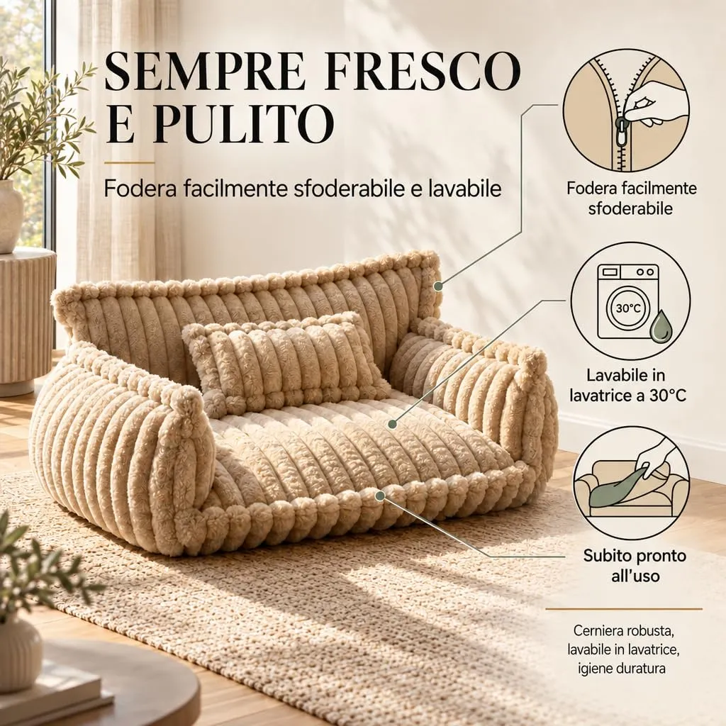 noviclass Divano Chaffar per cani | Cuccia per cani | Materasso ortopedico | Stile moderno | Design in velluto a coste - immagine 5