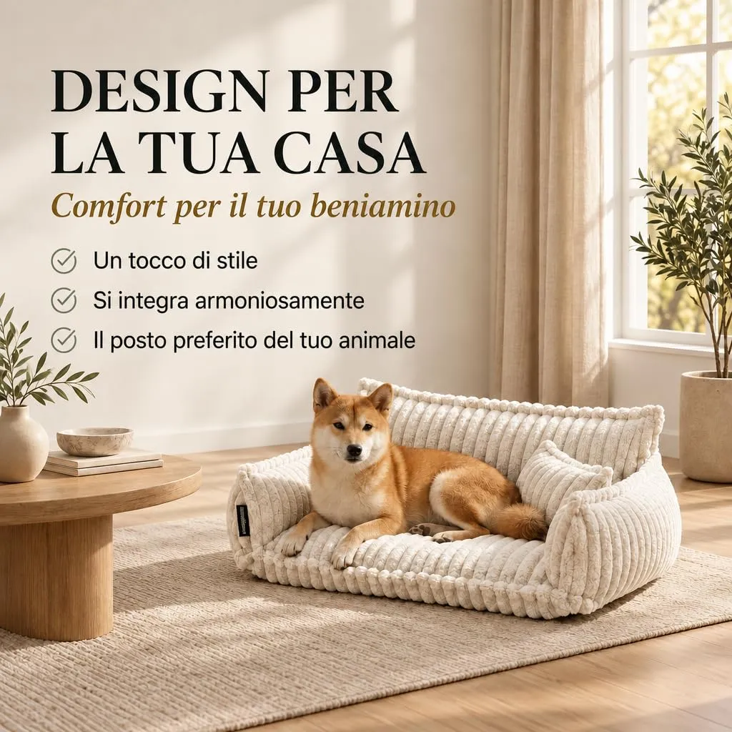 noviclass Divano Chaffar per cani | Cuccia per cani | Materasso ortopedico | Stile moderno | Design in velluto a coste - immagine 2