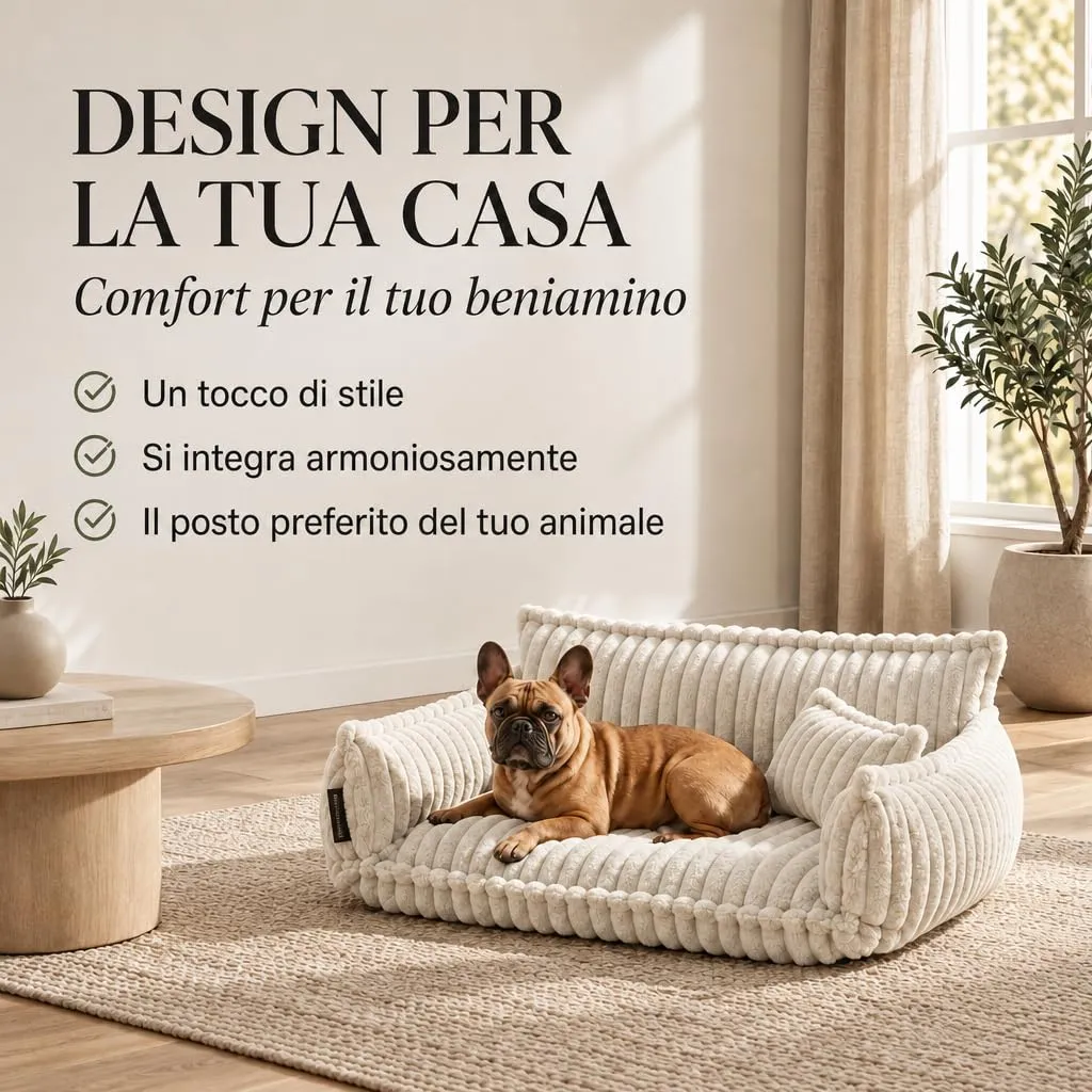 noviclass Divano Chaffar per cani | Cuccia per cani | Materasso ortopedico | Stile moderno | Design in velluto a coste - immagine 2