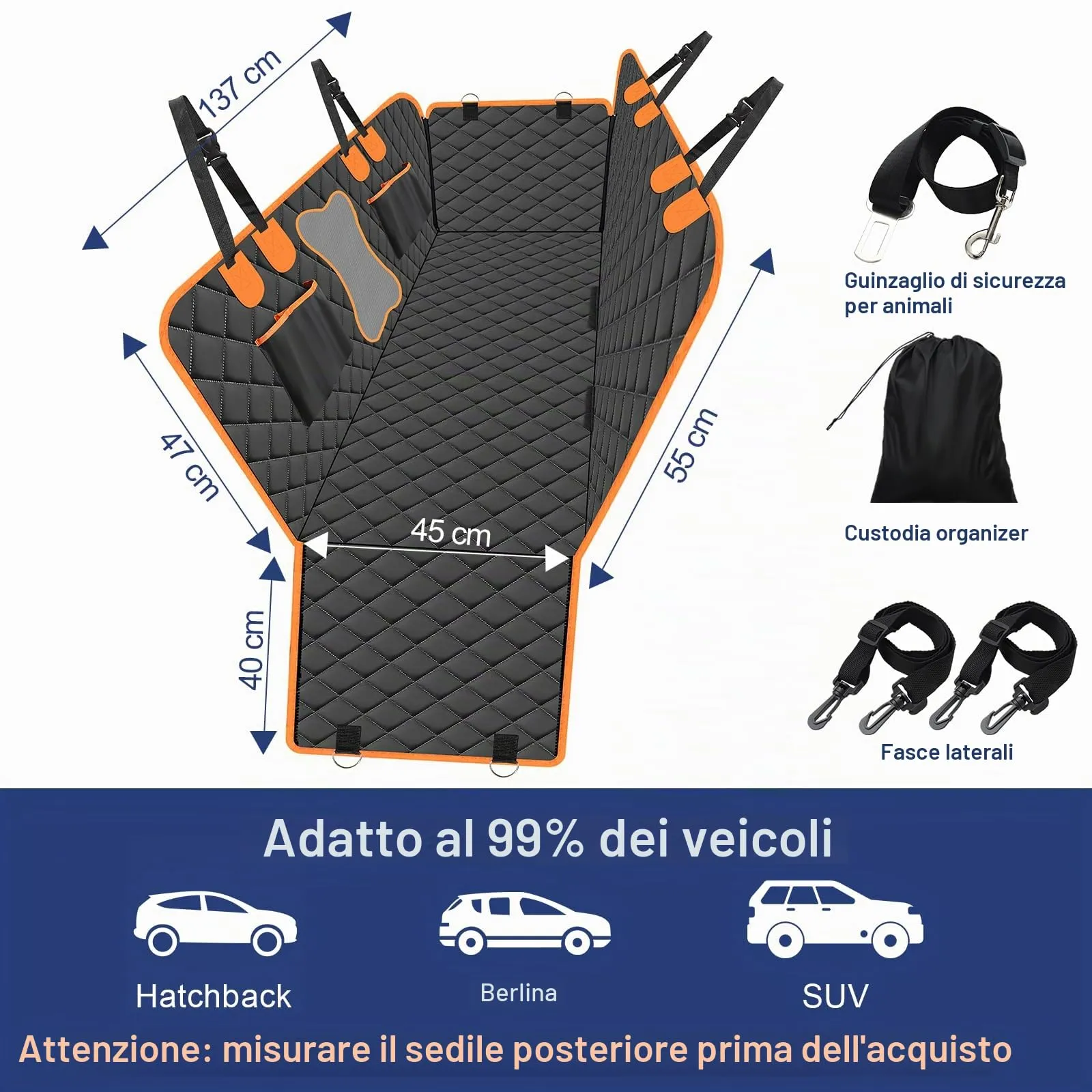 Vortix Coprisedile Auto Per Cani – Il Miglior Compagno Di Viaggio, Ti Consente Di Lavare L'auto Meno Spesso E Protegge Gli Interni Dell'auto Da Macchie, Graffi E Peli Di Animali Domestici - immagine 4