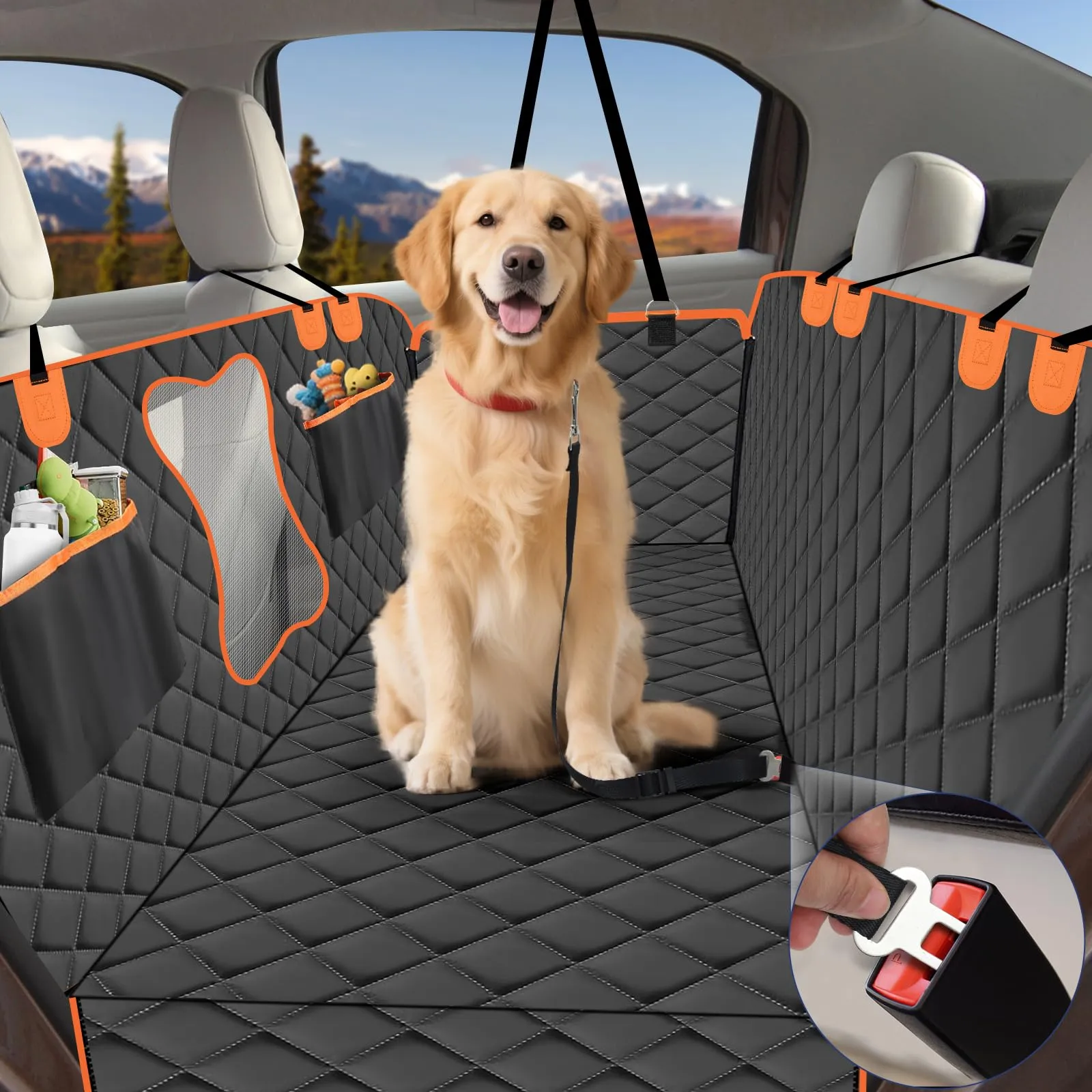 Vortix Coprisedile Auto Per Cani – Il Miglior Compagno Di Viaggio, Ti Consente Di Lavare L'auto Meno Spesso E Protegge Gli Interni Dell'auto Da Macchie, Graffi E Peli Di Animali Domestici - immagine 5