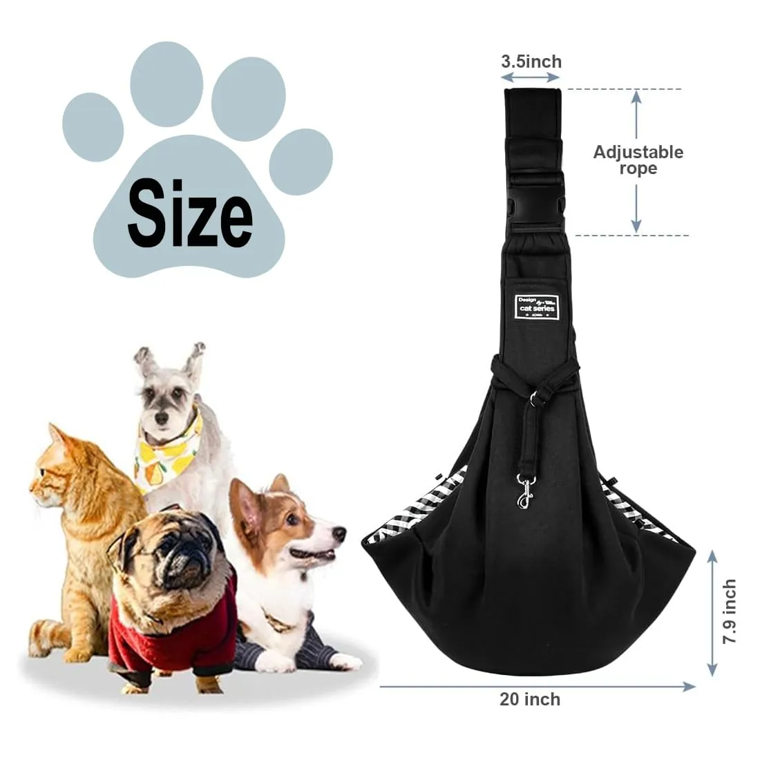 GNHG Borsa da Viaggio per Cani, Regolabile Borsa da Viaggio per Cani Piccola, per CaneGatto Fino a 7.5 KG, per Viaggio, Ciclismo, Passeggiata - immagine 2