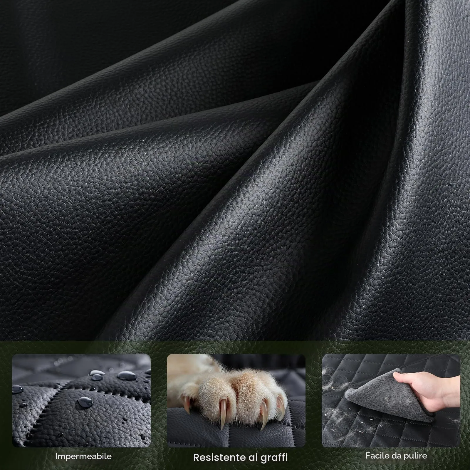 Pecute Coprisedile Auto per Cani in Pelle PU con Fondo Rigido - immagine 5