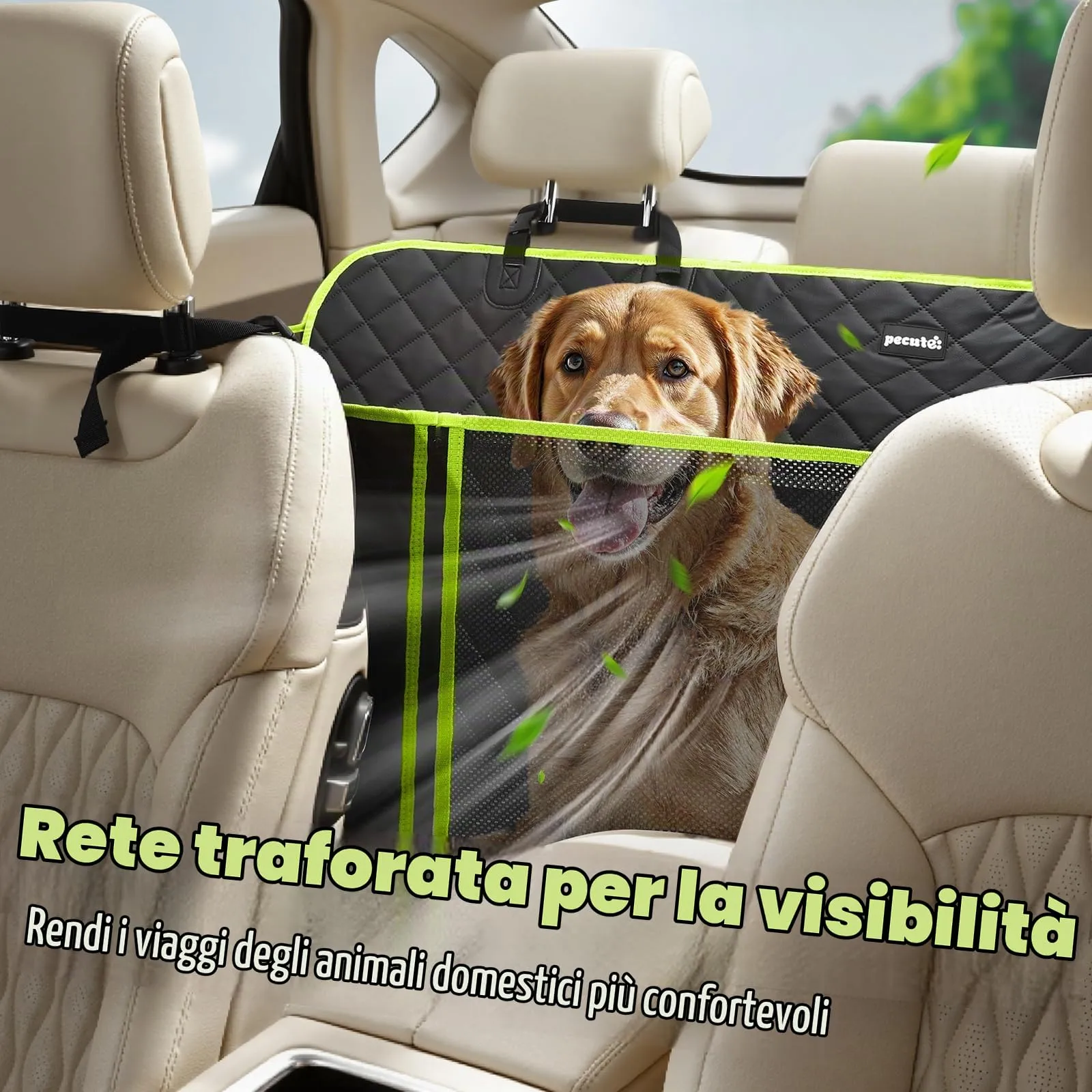 Pecute Coprisedile Auto per Cani in Pelle PU con Fondo Rigido - immagine 8