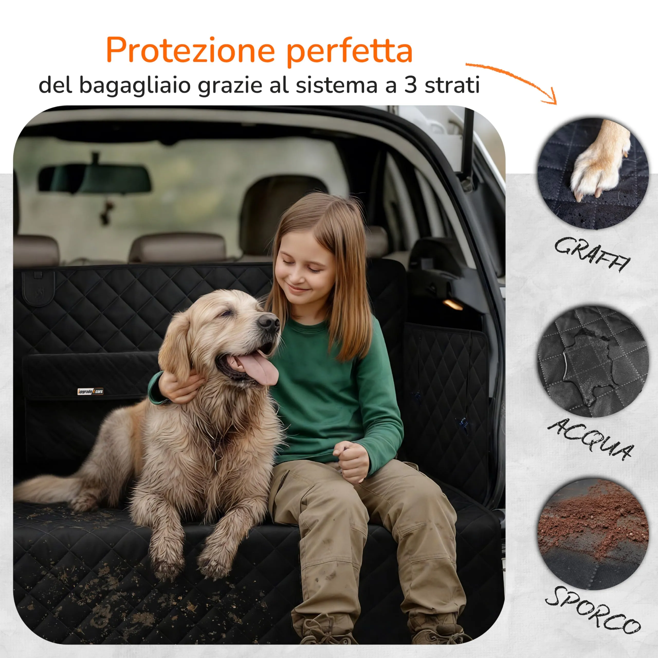 Upgrade4cars Telo Bagagliaio Cani Premium Imbottito con Paraurti Accessori - immagine 2