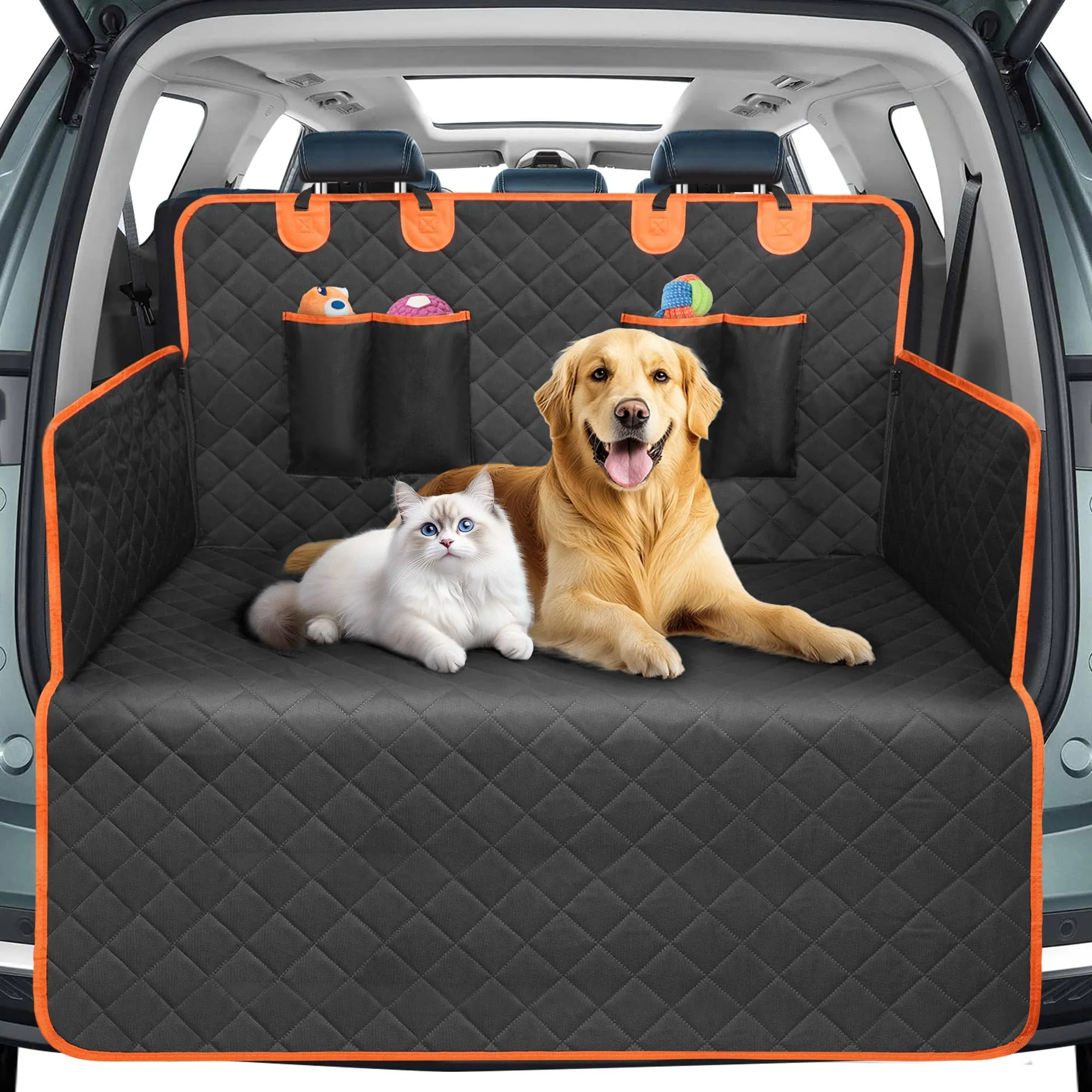TORVEN Telo Auto per Cani - Telo Bagagliaio Auto Per cani con Protezione Laterale e Paraurti,Impermeabile & Antiscivolo & Graffi & Resistente,Telo Cane Auto Bagagliaio Facile da Pulire - immagine 1